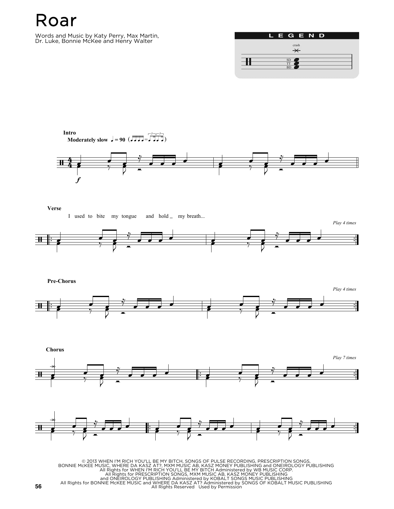 Roar (Drum Chart) von Katy Perry