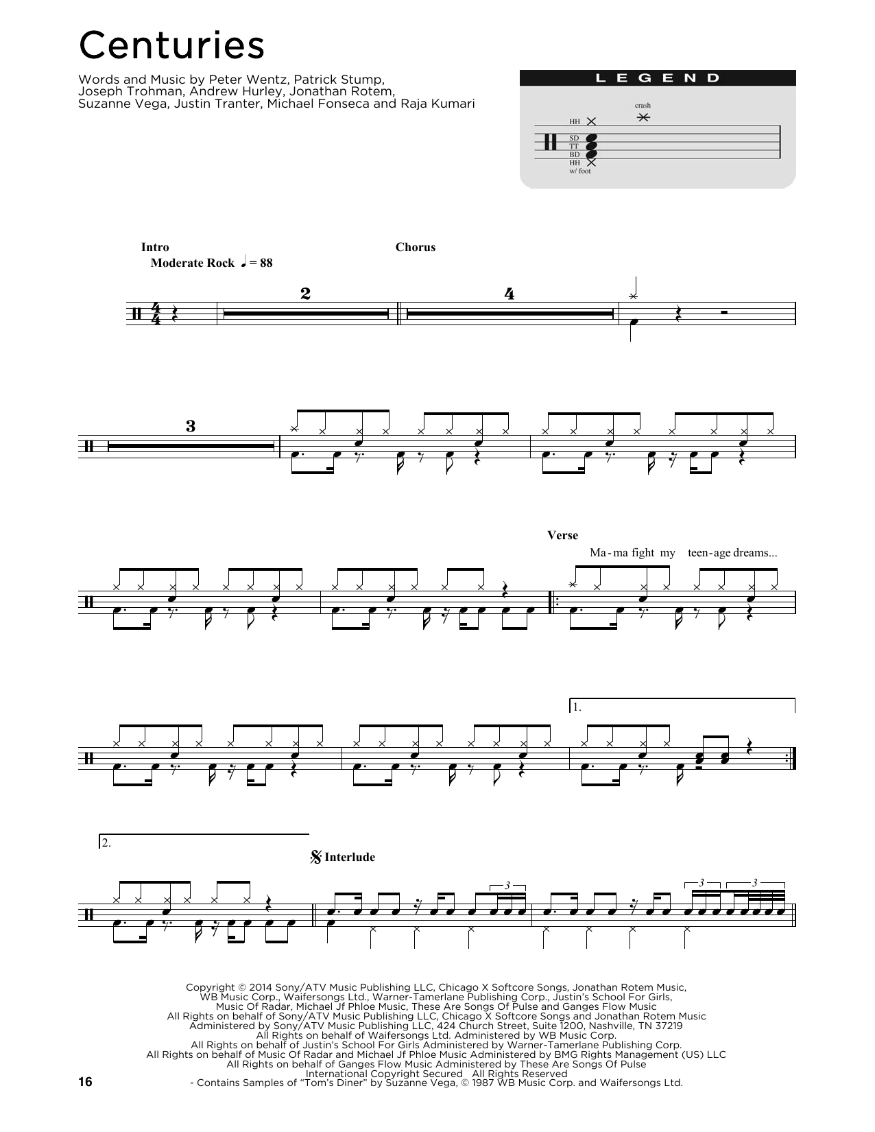 Centuries (Drum Chart) von Fall Out Boy