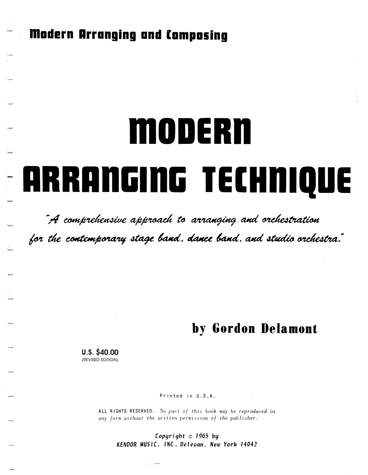 Modern Arranging Technique (Instrumental Method) von Gordon Delamont