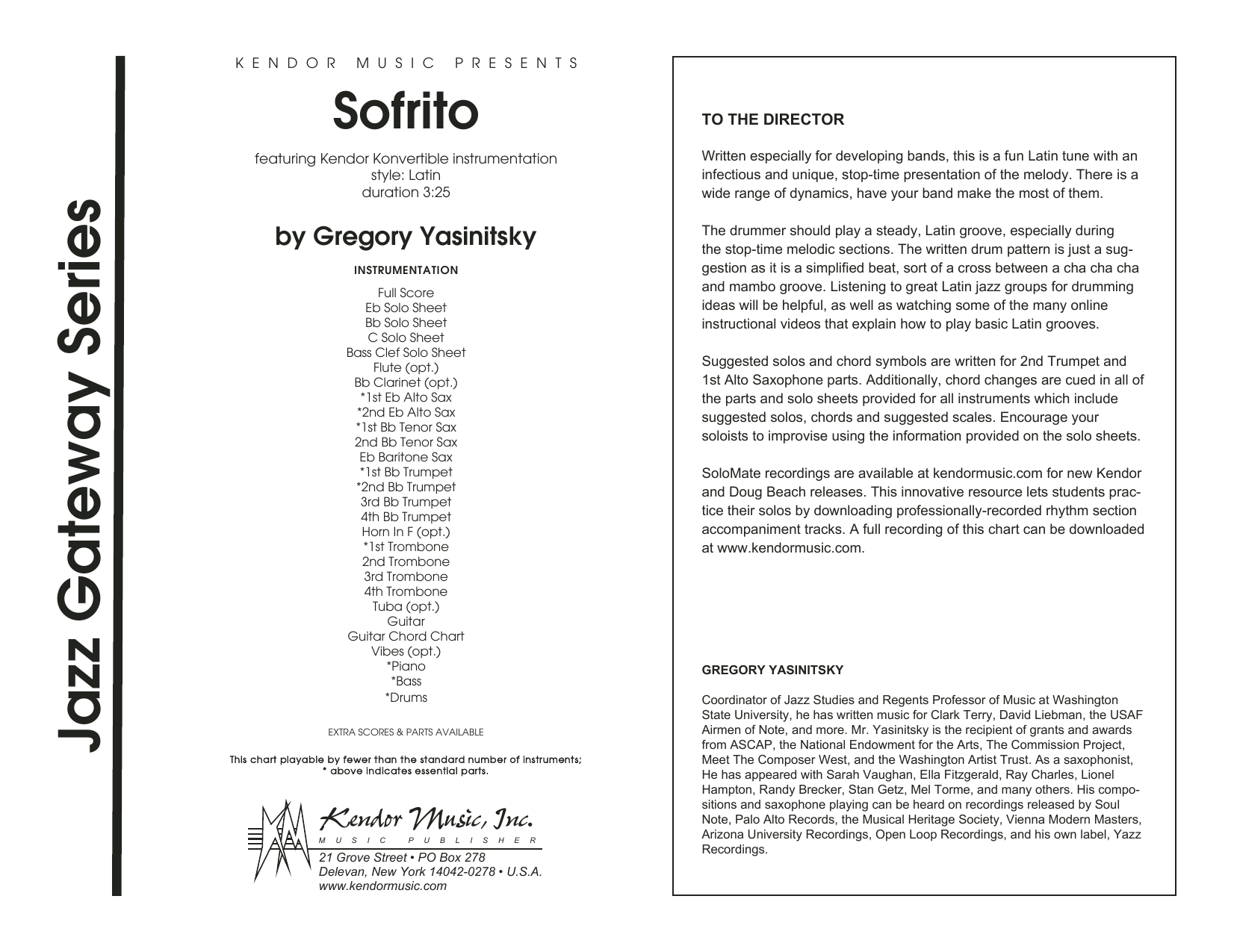 Sofrito - Full Score (Jazz Ensemble) von Gregory Yasinitsky