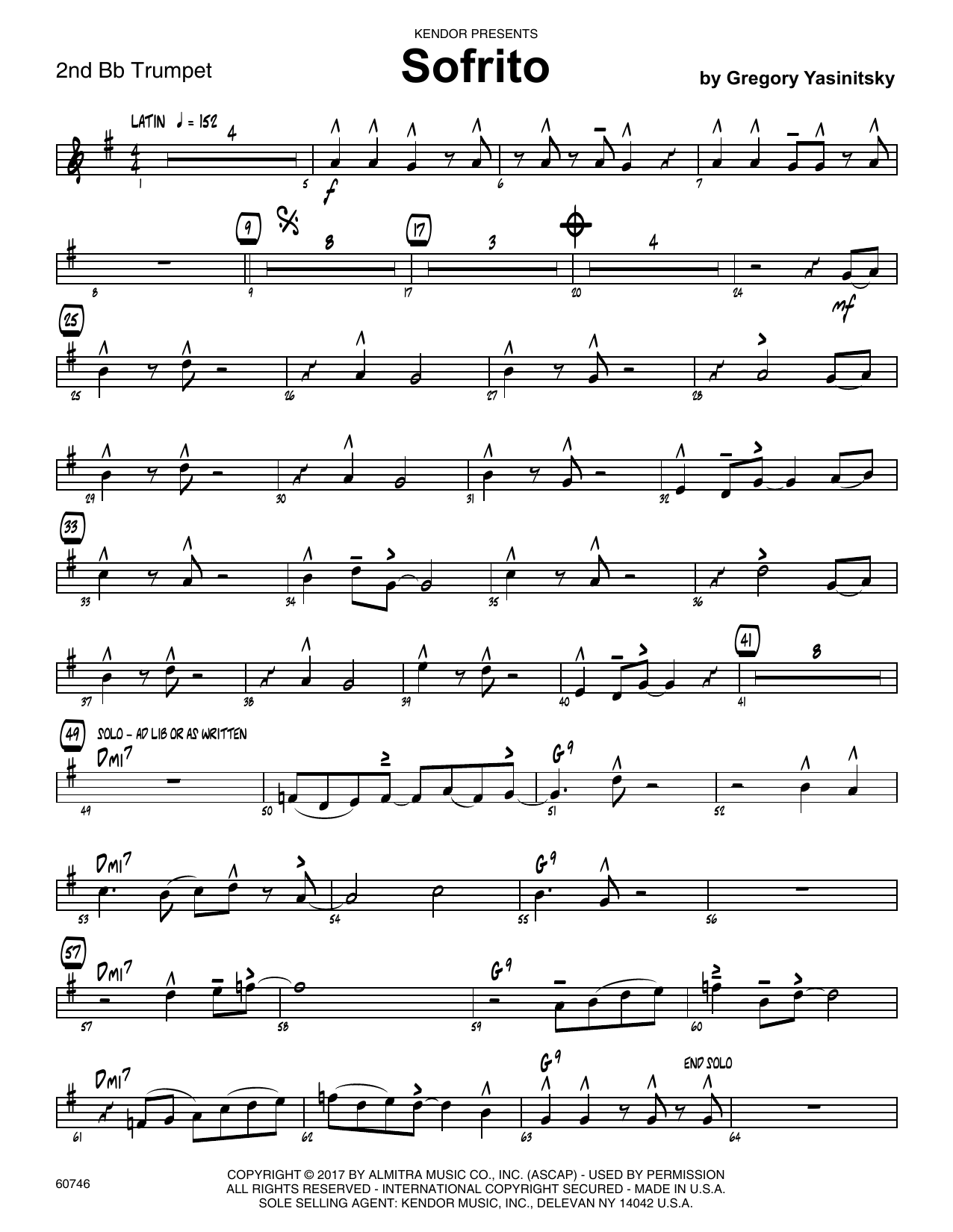 Sofrito - 2nd Bb Trumpet (Jazz Ensemble) von Gregory Yasinitsky