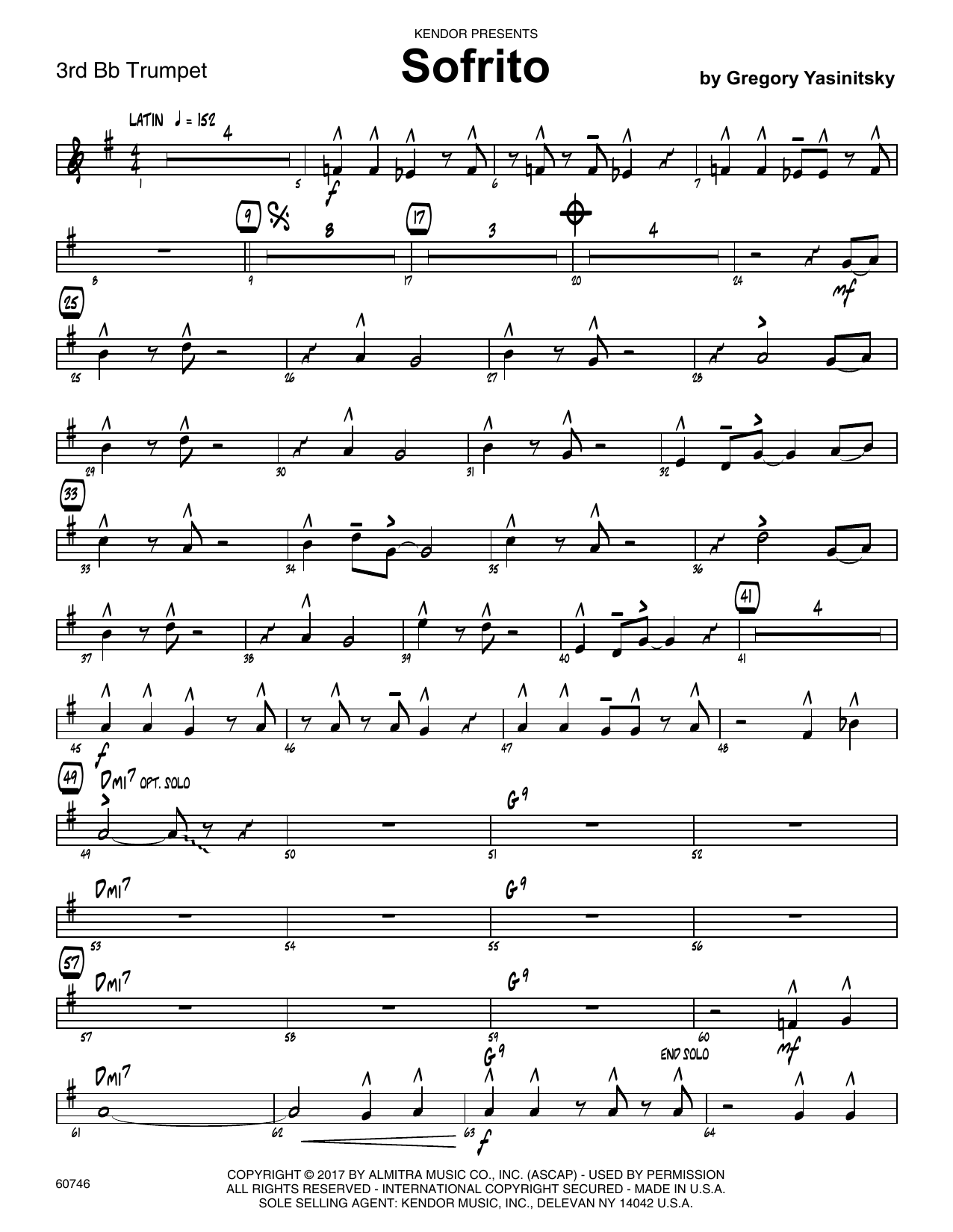 Sofrito - 3rd Bb Trumpet (Jazz Ensemble) von Gregory Yasinitsky