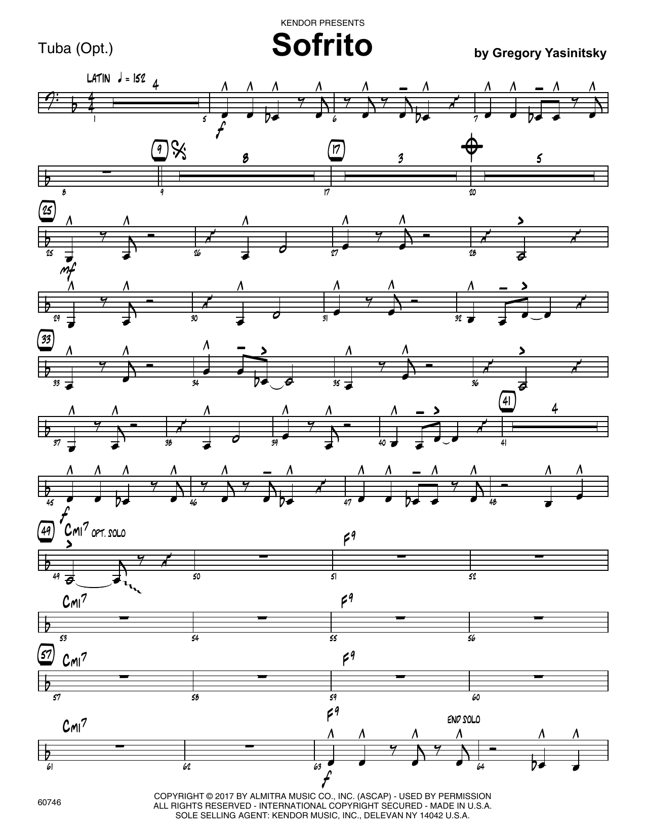Sofrito - Tuba (Jazz Ensemble) von Gregory Yasinitsky