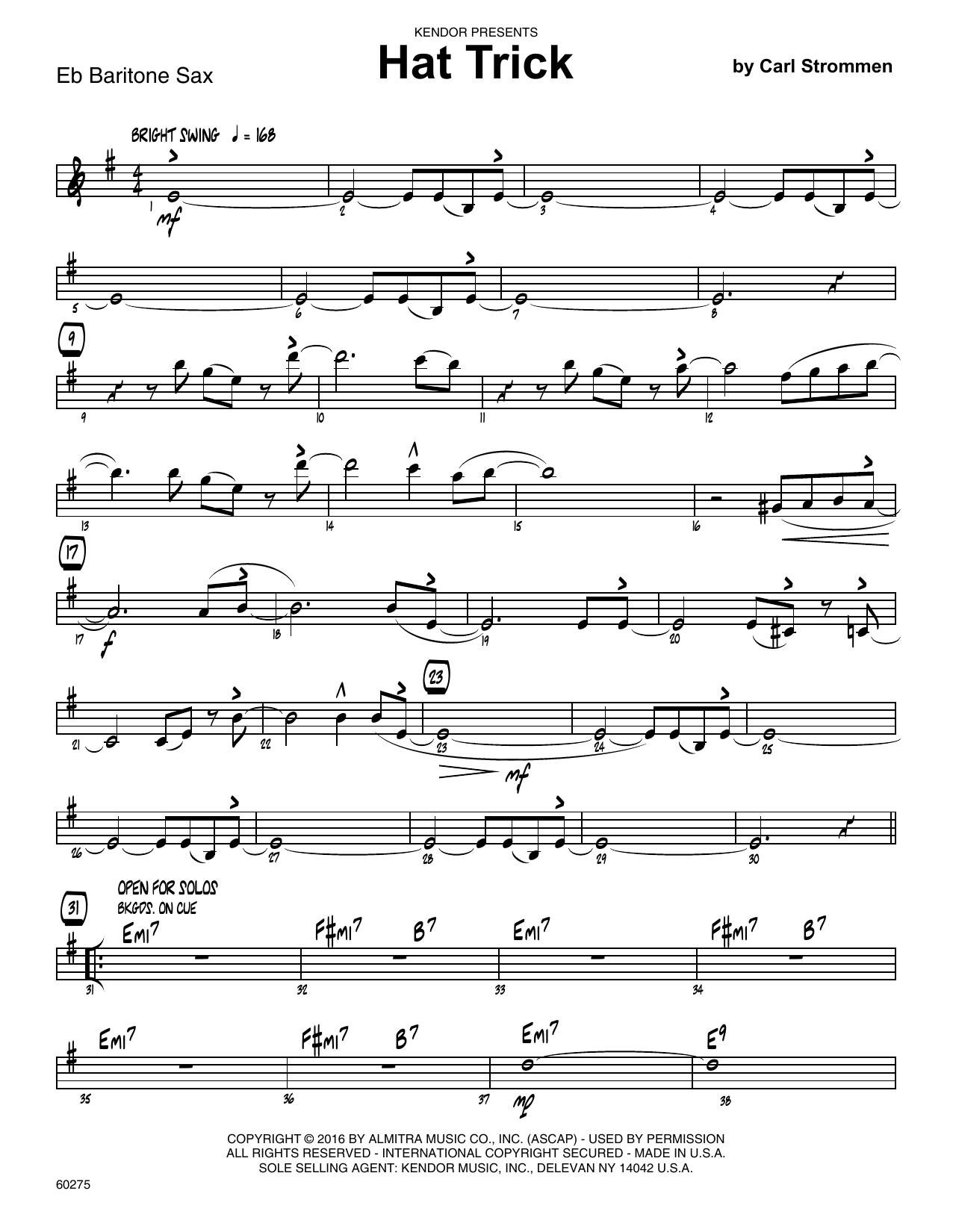 Hat Trick - Eb Baritone Saxophone (Jazz Ensemble) von Carl Strommen