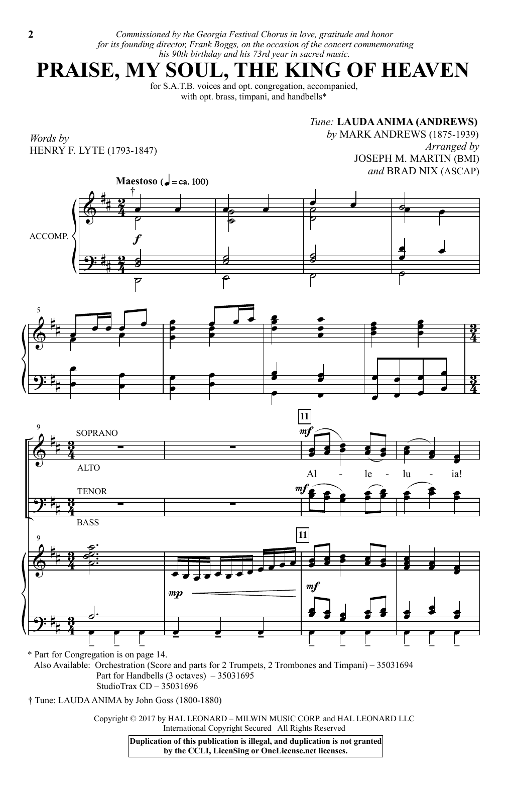 Praise, My Soul, The King Of Heaven (SATB Choir) von Joseph M. Martin