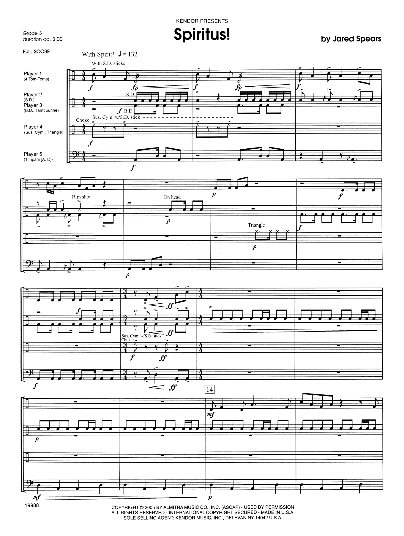 Spiritus! - Full Score (Percussion Ensemble) von Jared Spears