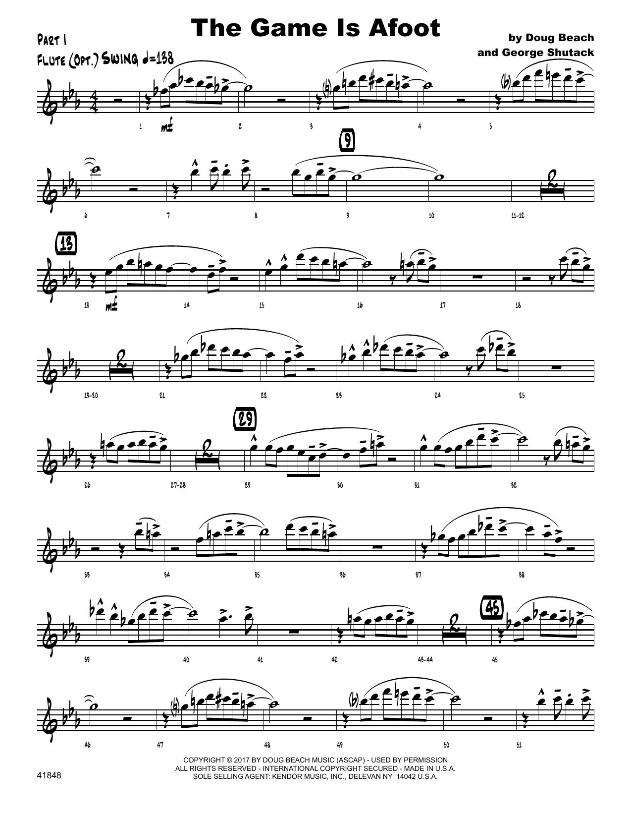 The Game Is Afoot - Flute (Jazz Ensemble) von Doug Beach & George Shutack
