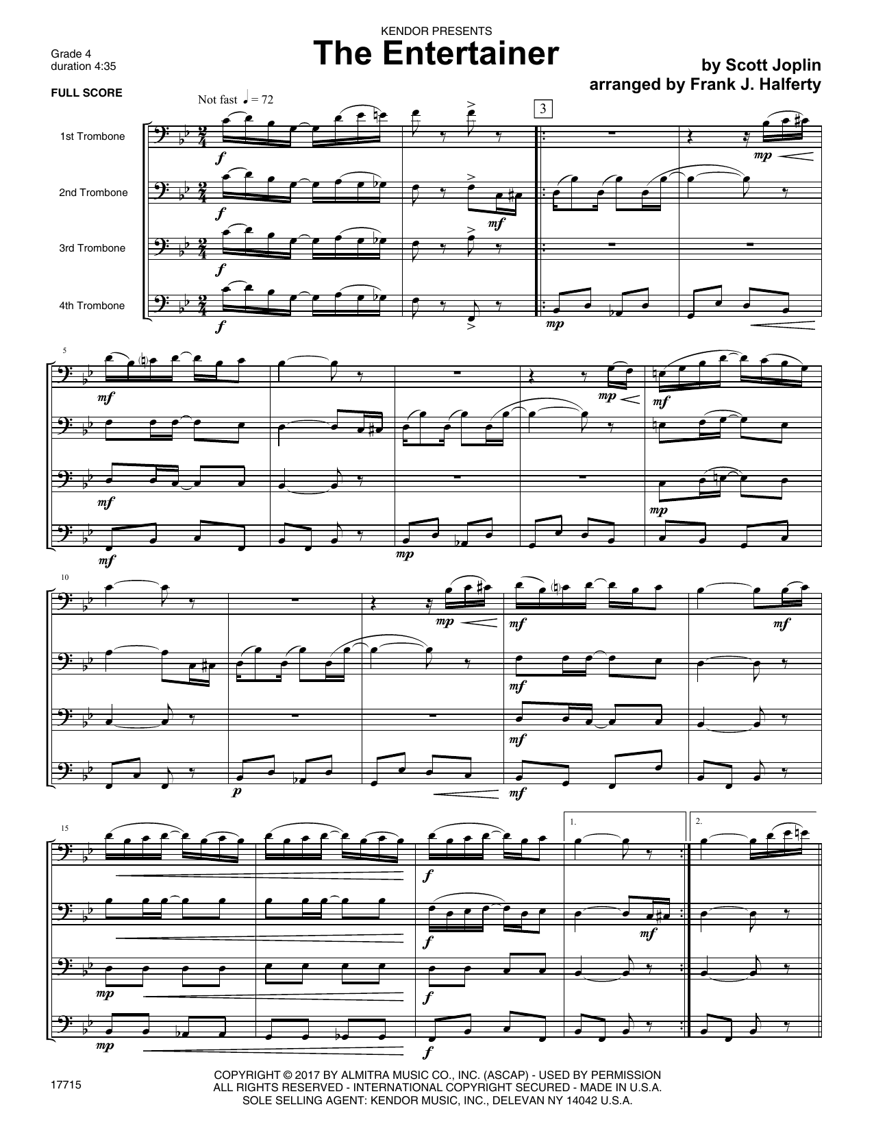 The Entertainer - Full Score (Brass Ensemble) von Frank J. Halferty