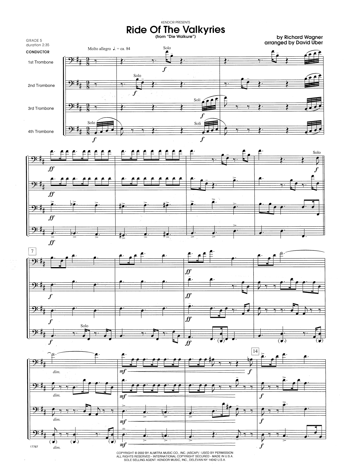 Ride Of The Valkyries From Die Walkure - Full Score (Brass Ensemble) von David Uber