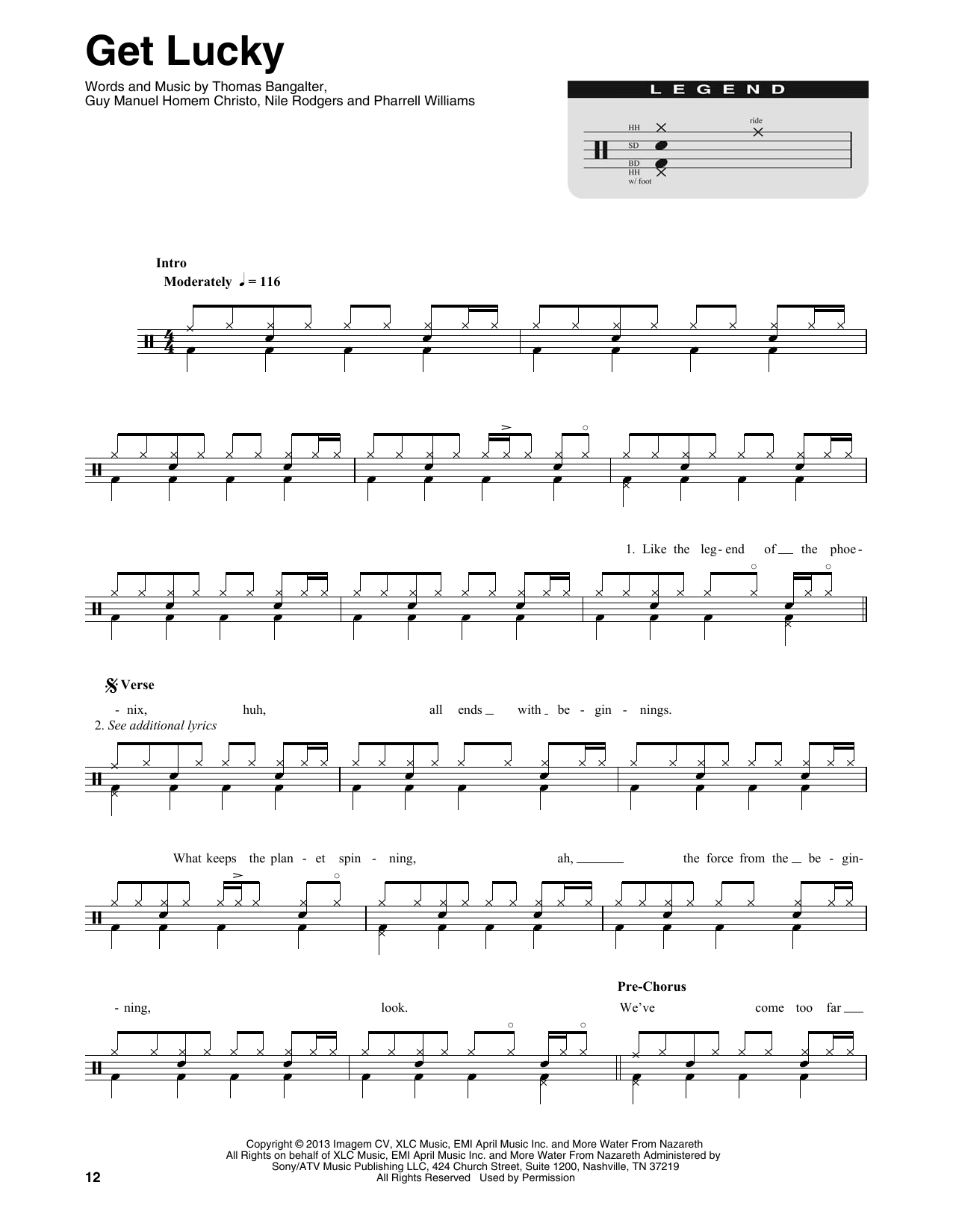 Get Lucky (Drums Transcription) von Daft Punk Featuring Pharrell Williams