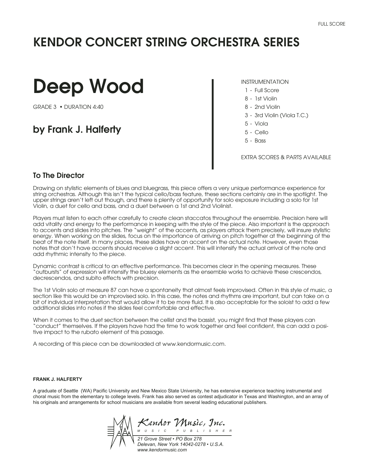 Deep Wood - Full Score (Orchestra) von Frank J. Halferty