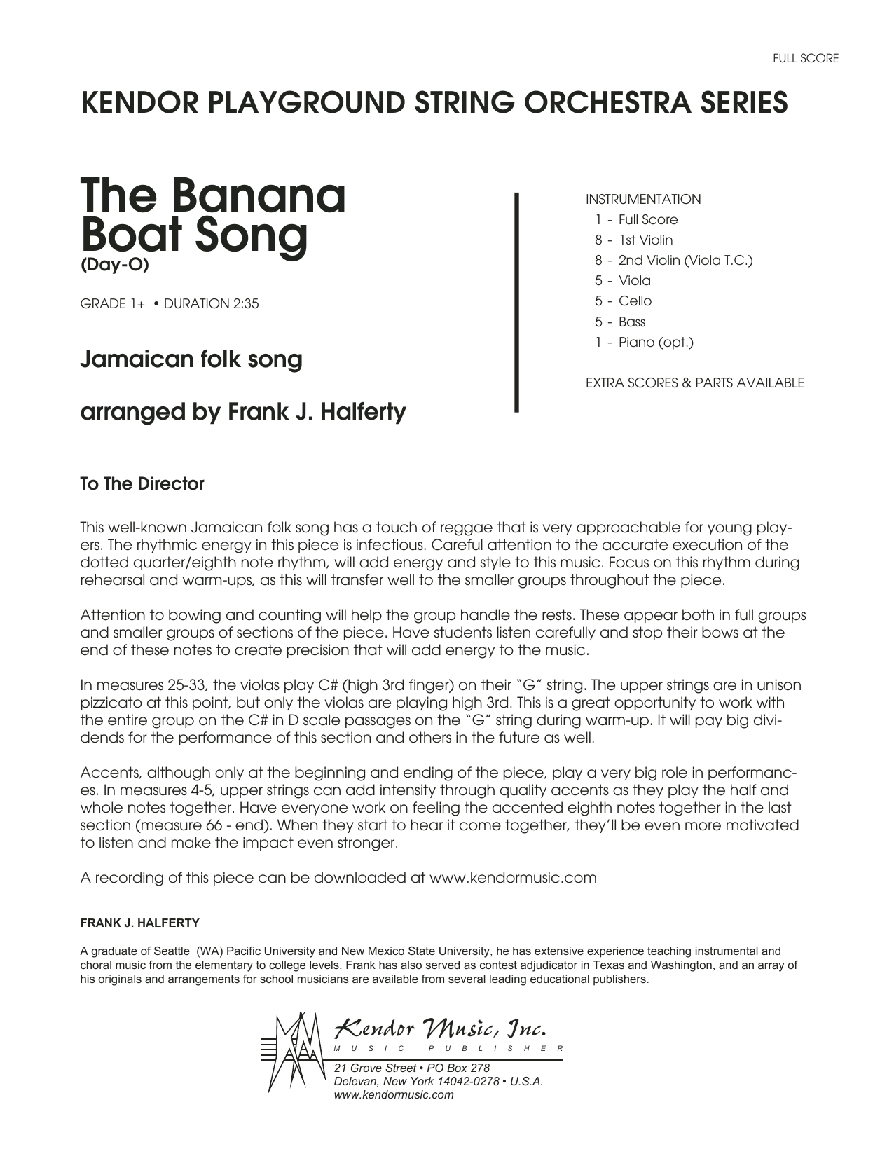 Banana Boat Song, The (Day-O) - Full Score (Orchestra) von Frank J. Halferty