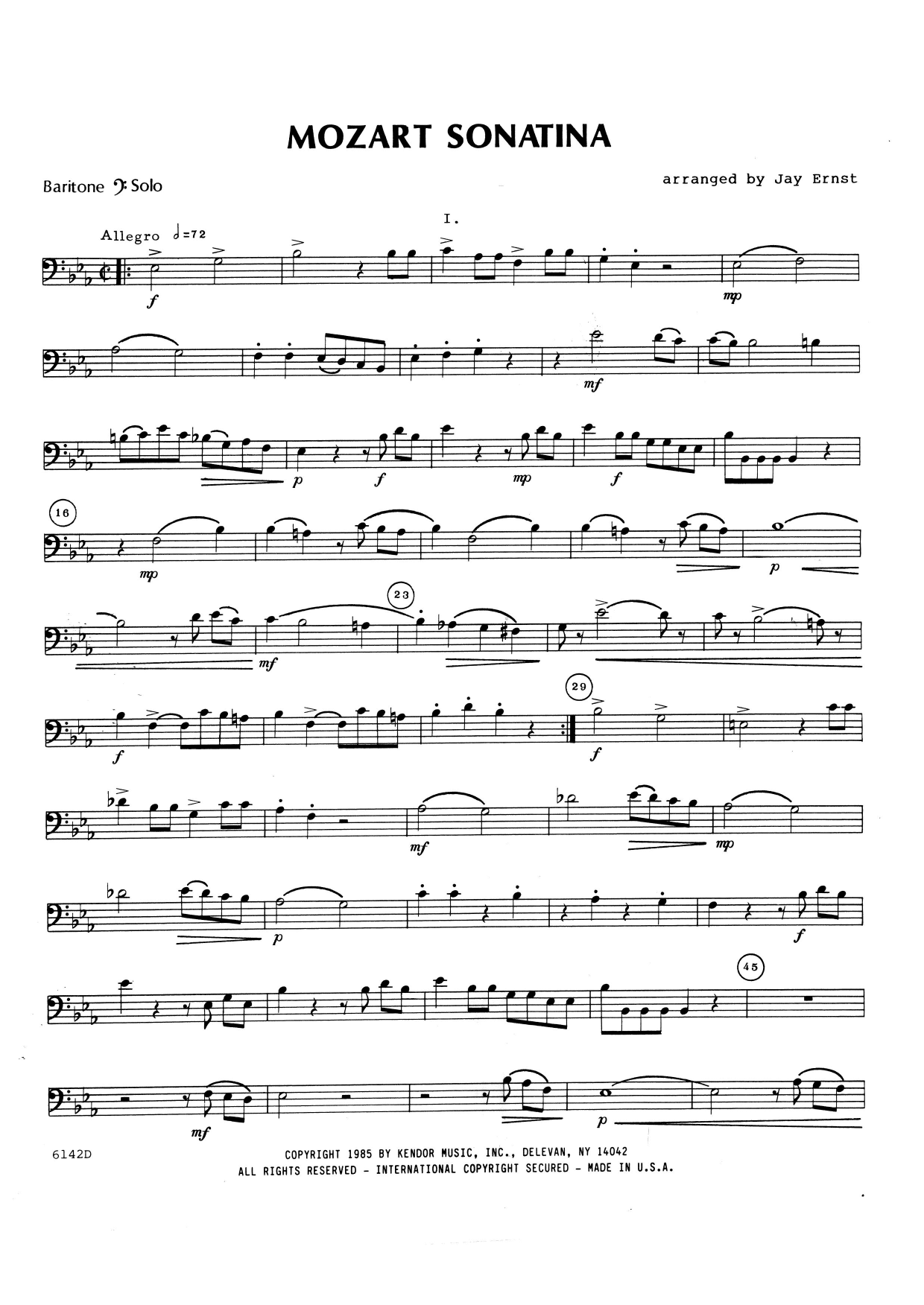 Mozart Sonatina (K. 439B) - Baritone B.C. (Brass Solo) von Jay Ernst