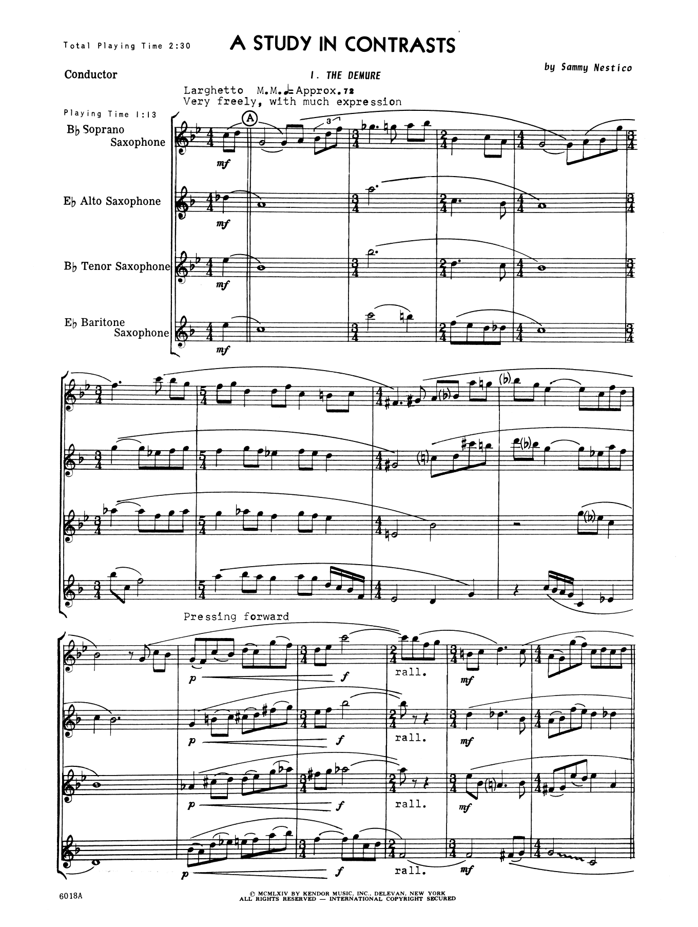 A Study In Contrasts - Full Score (Woodwind Ensemble) von Sammy Nestico