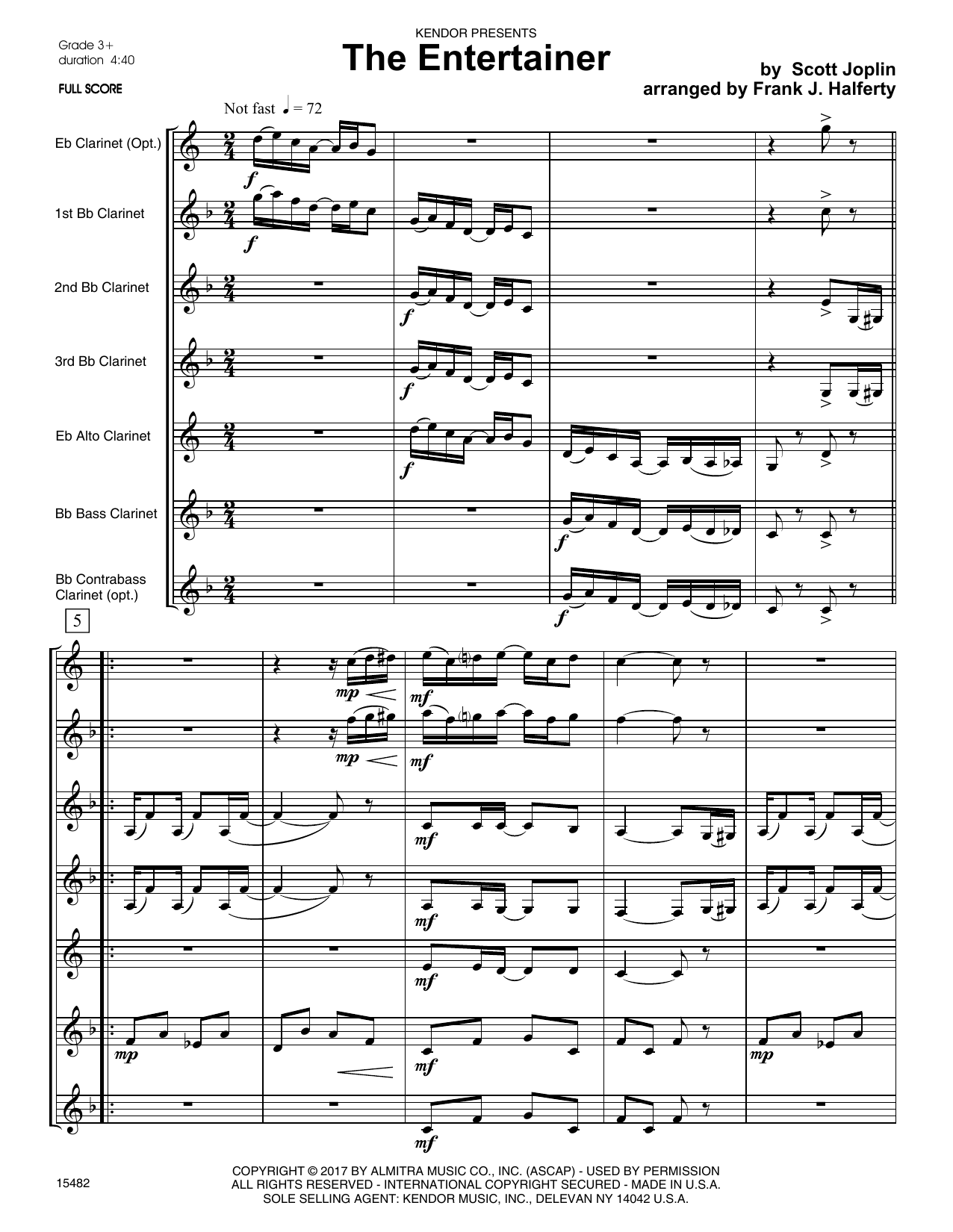 The Entertainer - Full Score (Woodwind Ensemble) von Frank J. Halferty