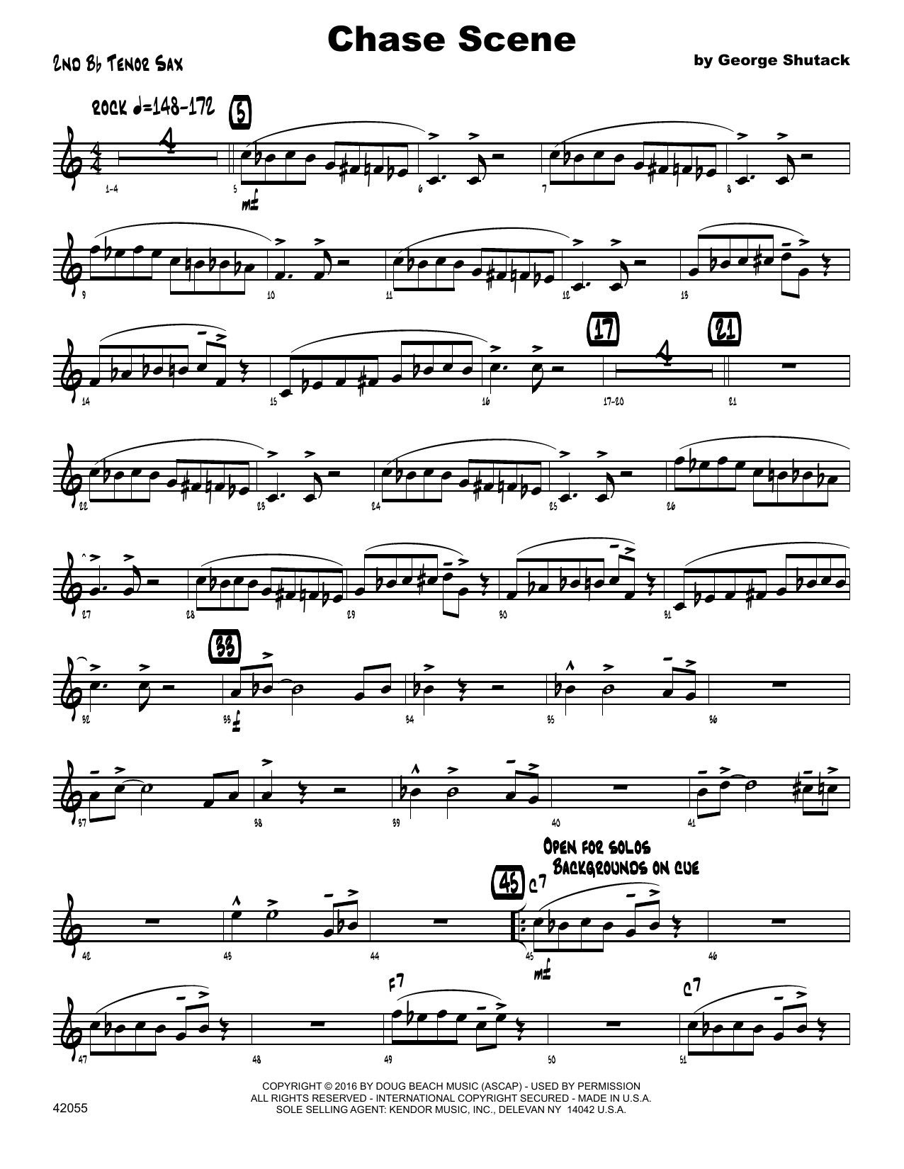 Chase Scene - 2nd Bb Tenor Saxophone (Jazz Ensemble) von George Shutack