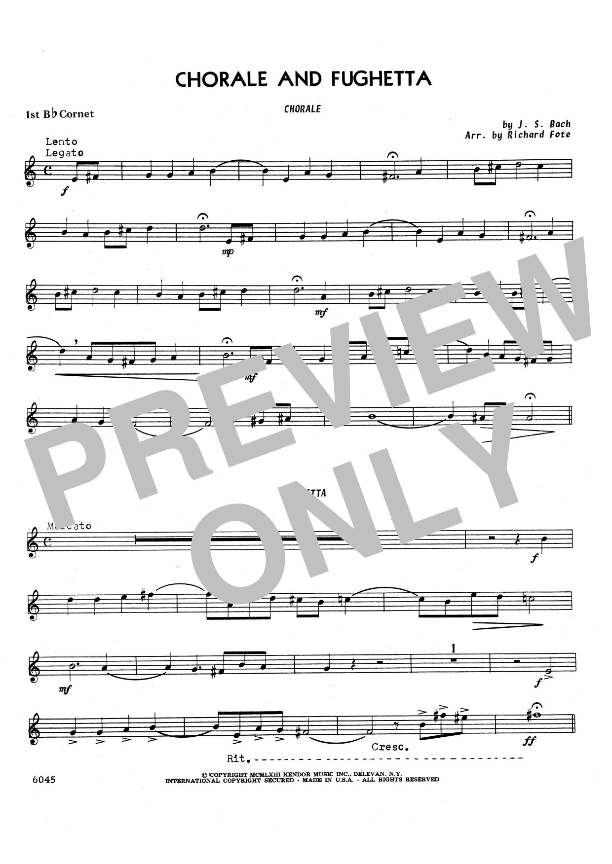 Chorale And Fughetta - 1st Bb Trumpet (Brass Ensemble) von Richard Fote