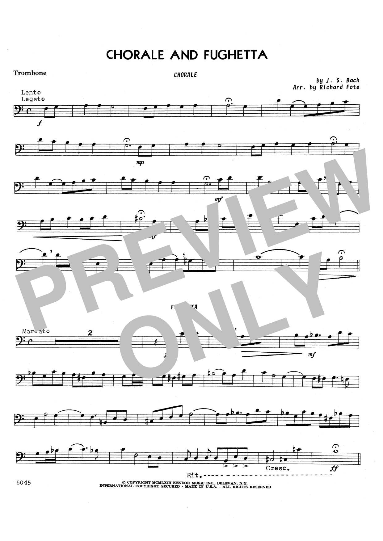 Chorale And Fughetta - Trombone (Brass Ensemble) von Richard Fote