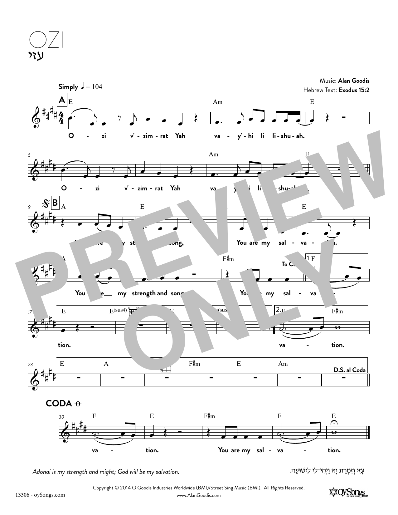 Ozi (Lead Sheet / Fake Book) von Alan Goodis