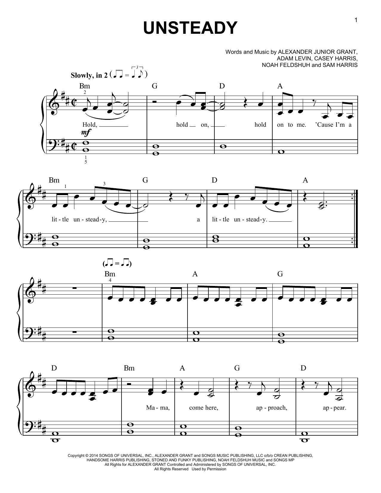 Unsteady (Easy Piano) von X Ambassadors