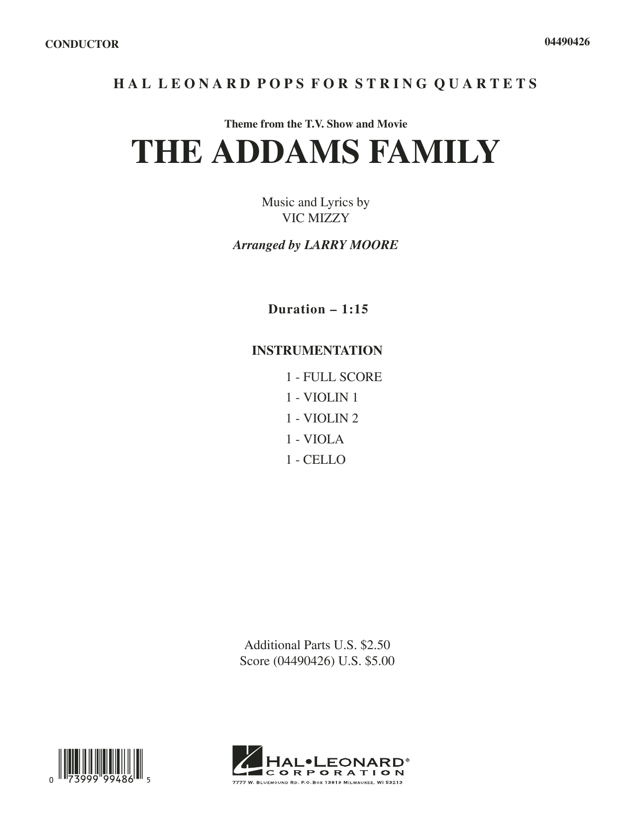The Addams Family (Theme) - Full Score (String Quartet) von Larry Moore