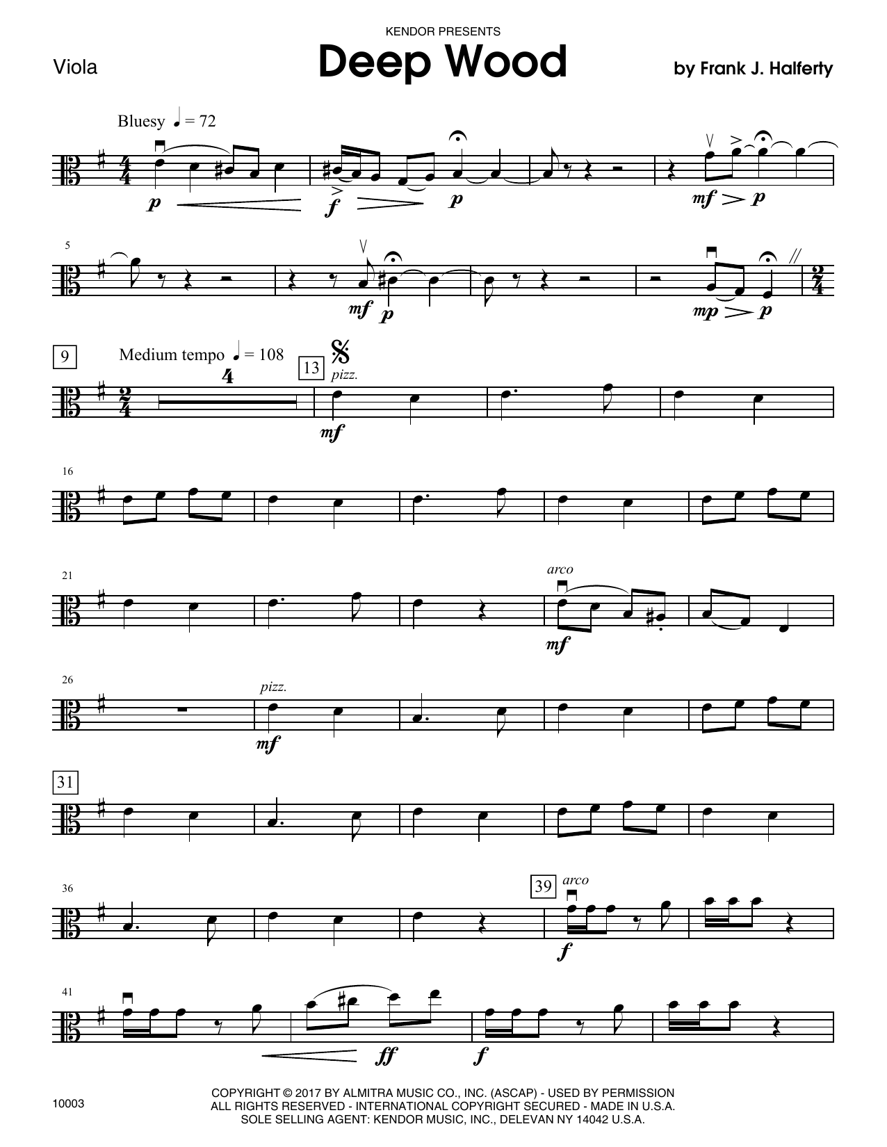 Deep Wood - Viola (Orchestra) von Frank J. Halferty