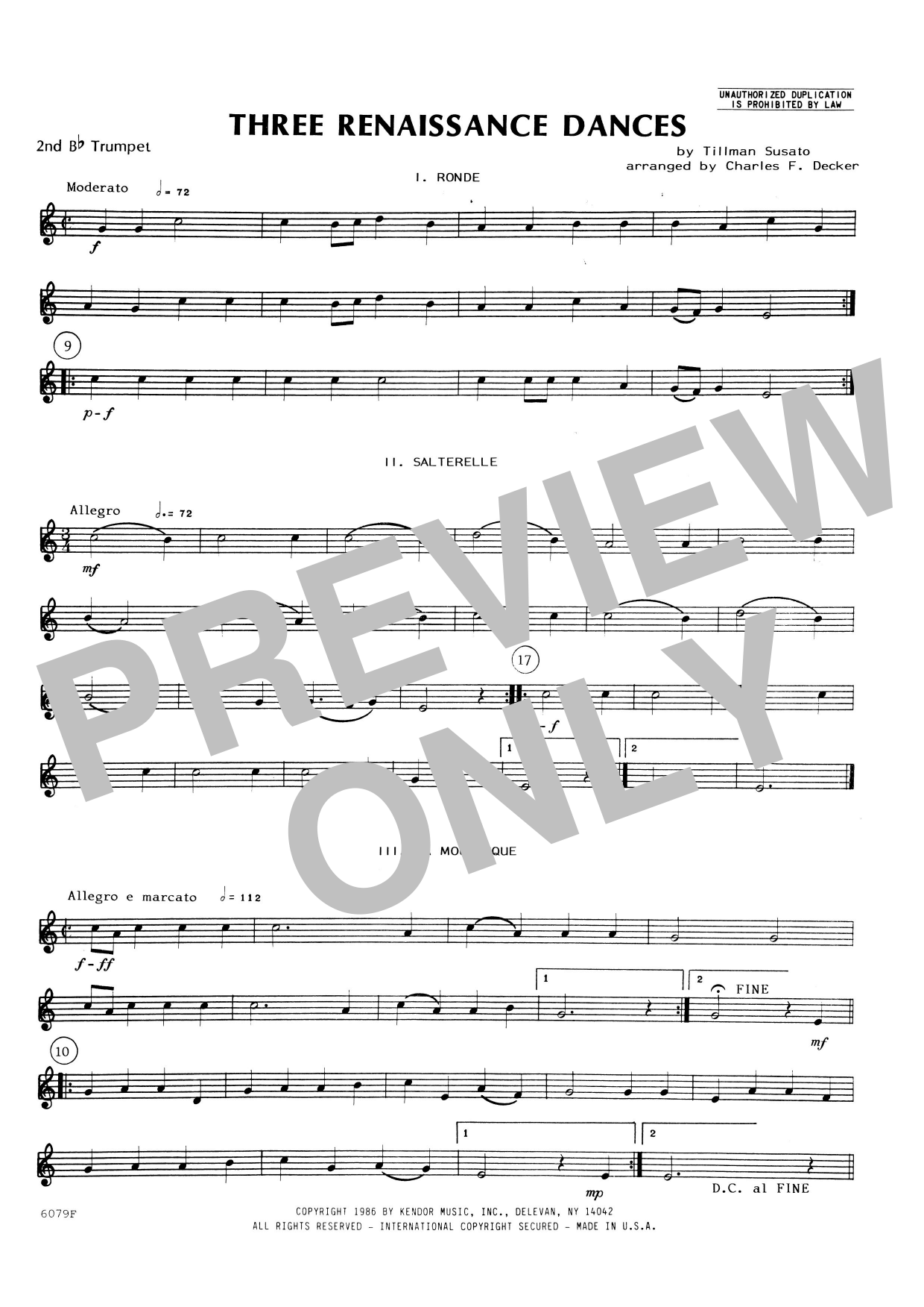 Three Renaissance Dances (From Het Derde Musyk Boexcken - 2nd Bb Trumpet (Brass Ensemble) von Charles Decker