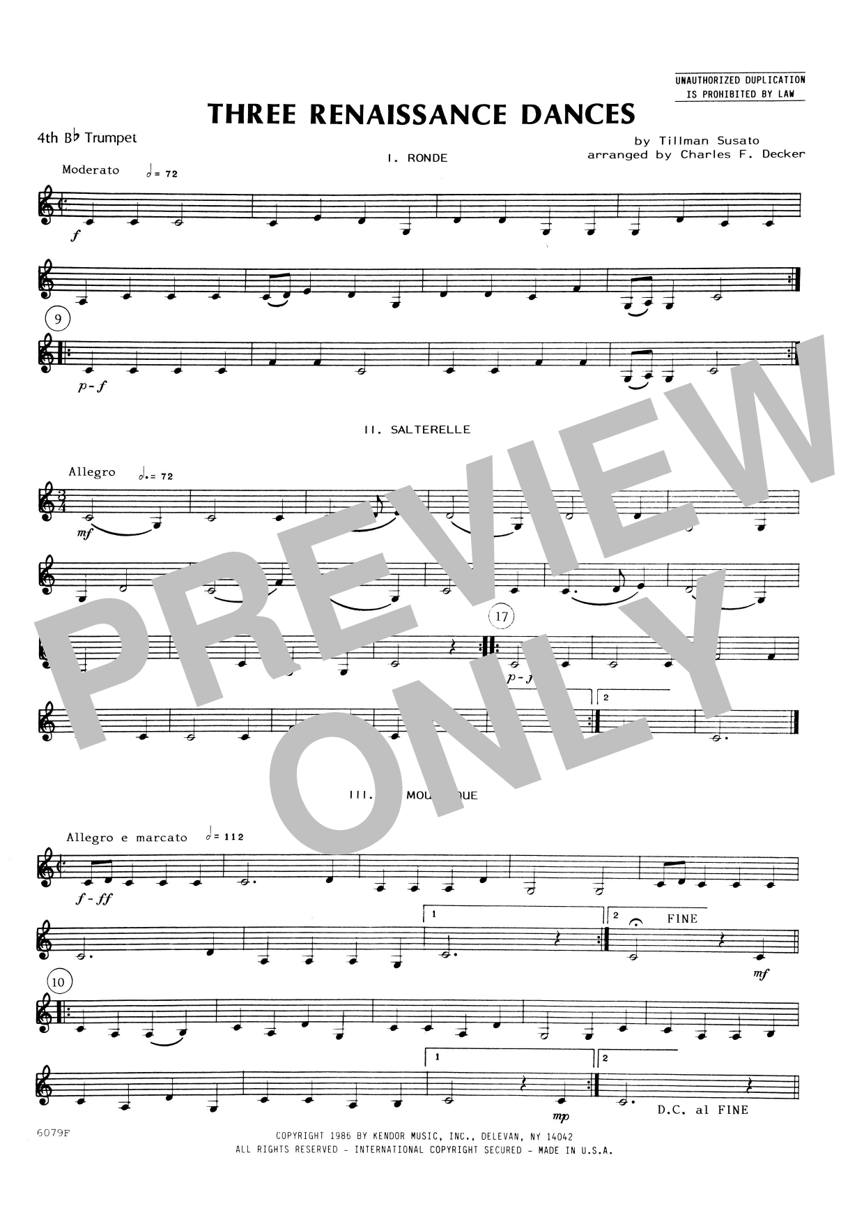 Three Renaissance Dances (From Het Derde Musyk Boexcken - 4th Bb Trumpet (Brass Ensemble) von Charles Decker