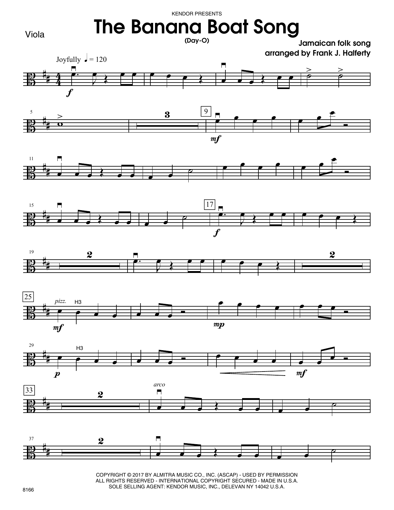 Banana Boat Song, The (Day-O) - Viola (Orchestra) von Frank J. Halferty