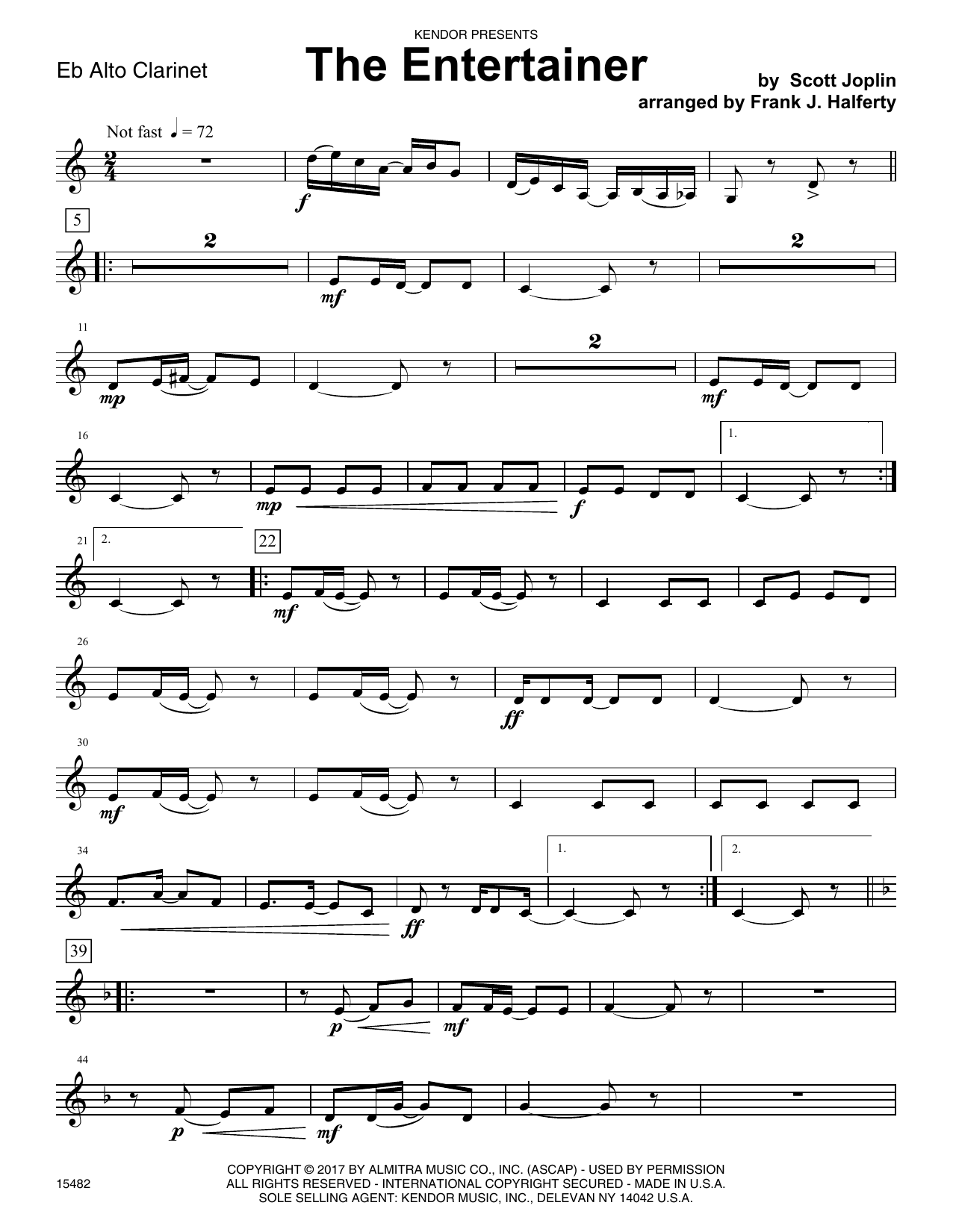 The Entertainer - Eb Alto Clarinet (Woodwind Ensemble) von Frank J. Halferty