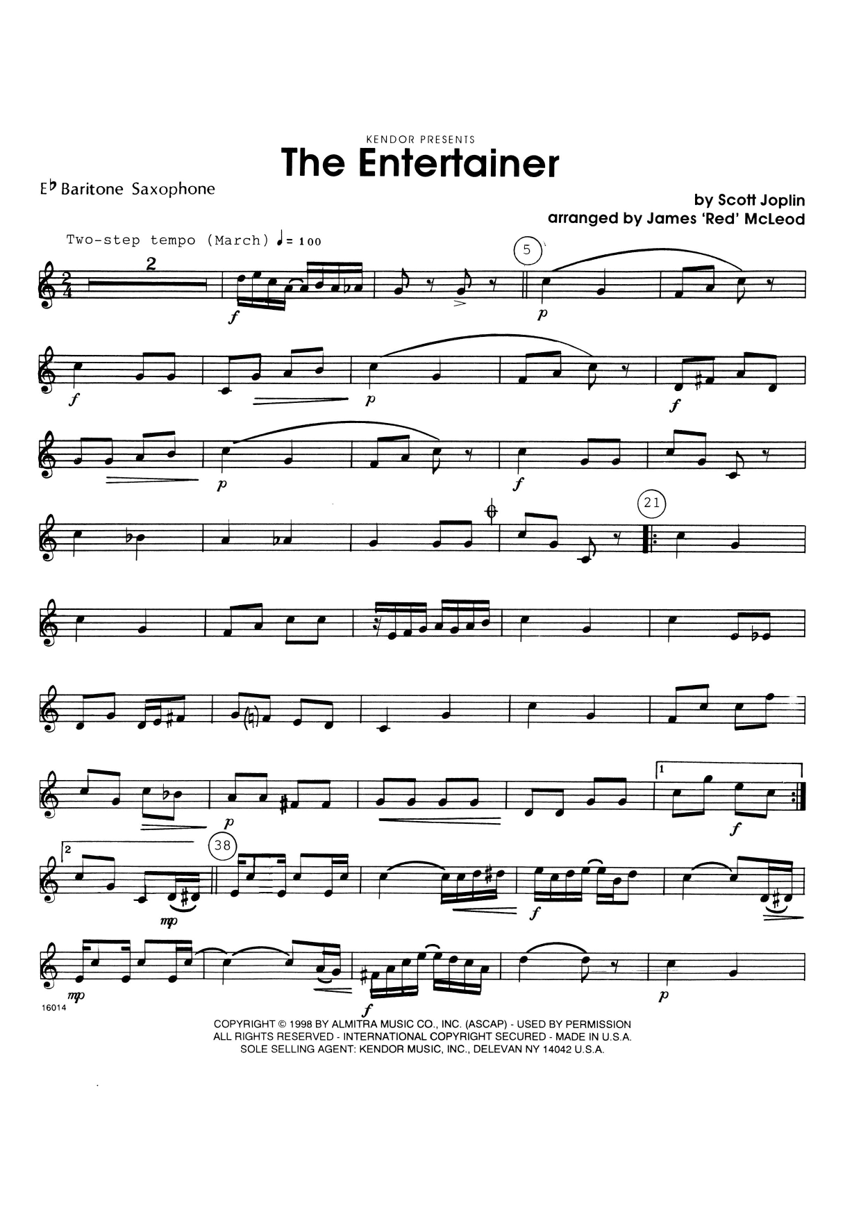 The Entertainer - Eb Baritone Saxophone (Woodwind Ensemble) von James 'Red' McLeod