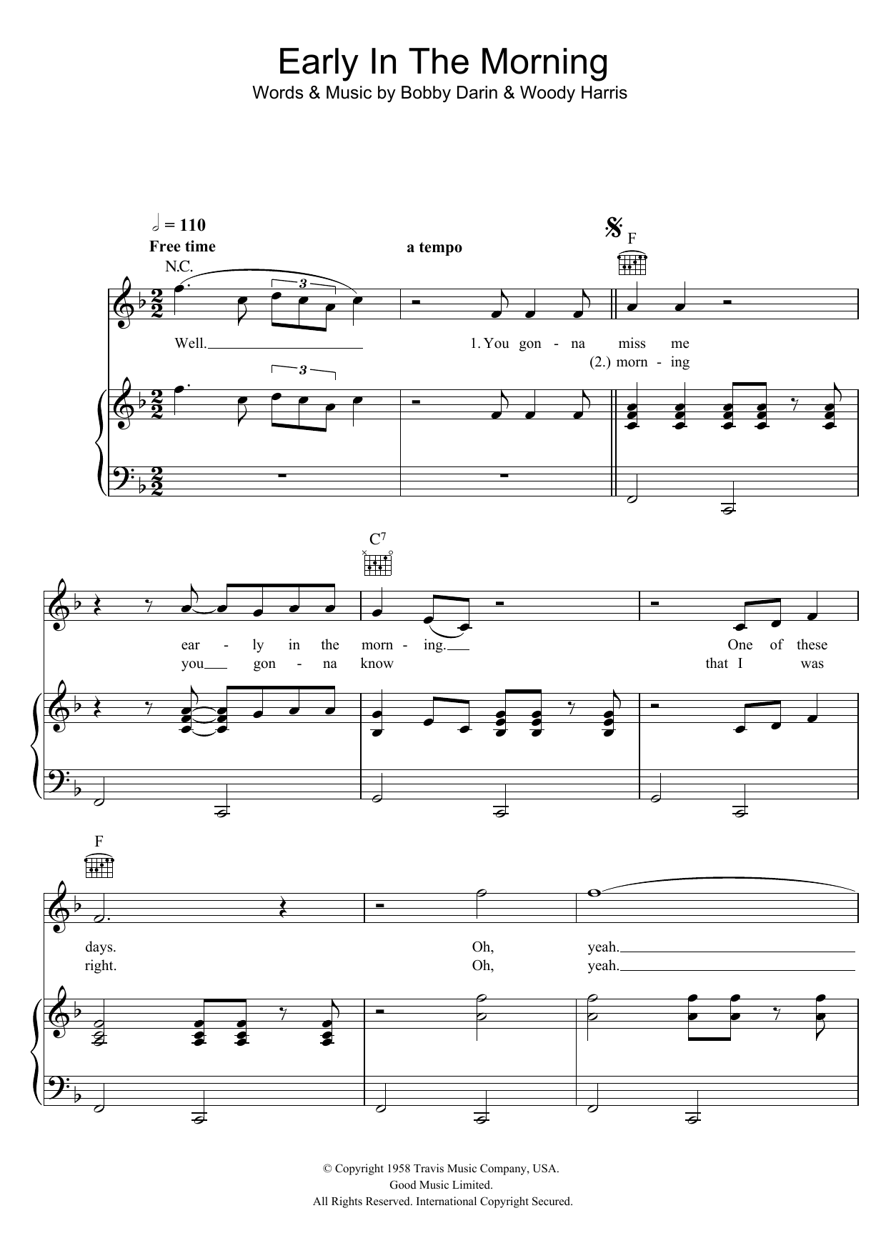 Early In The Morning (Piano, Vocal & Guitar Chords) von Buddy Holly