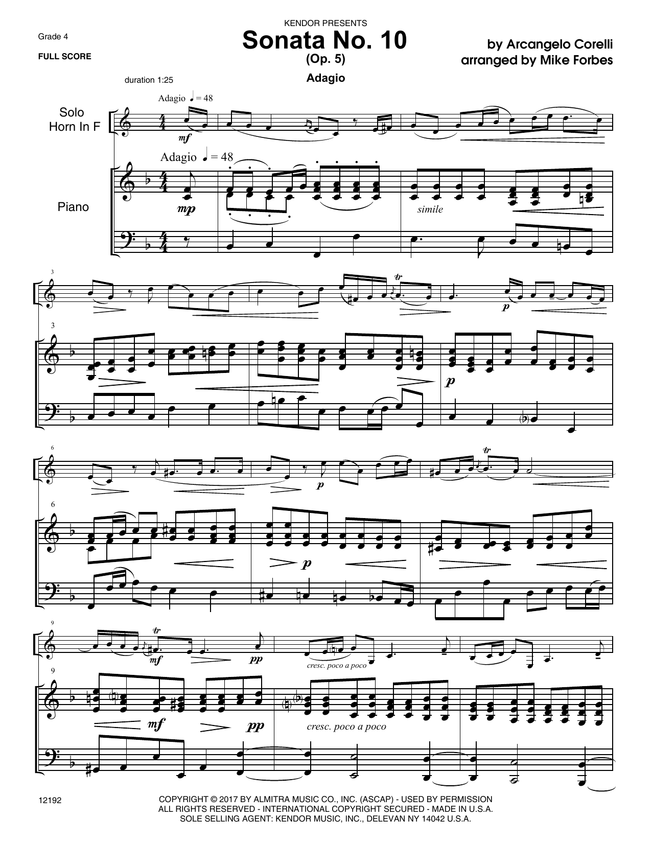 Sonata No. 10 (Op. 5) - Piano Accompaniment (Brass Solo) von Mike Forbes