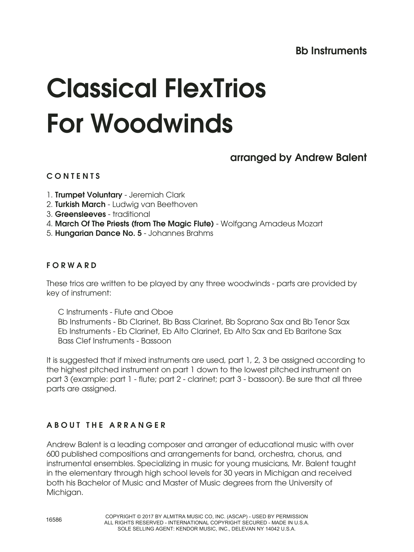 Classical FlexTrios For Woodwinds - Bb Instruments (Woodwind Ensemble) von Andrew Balent