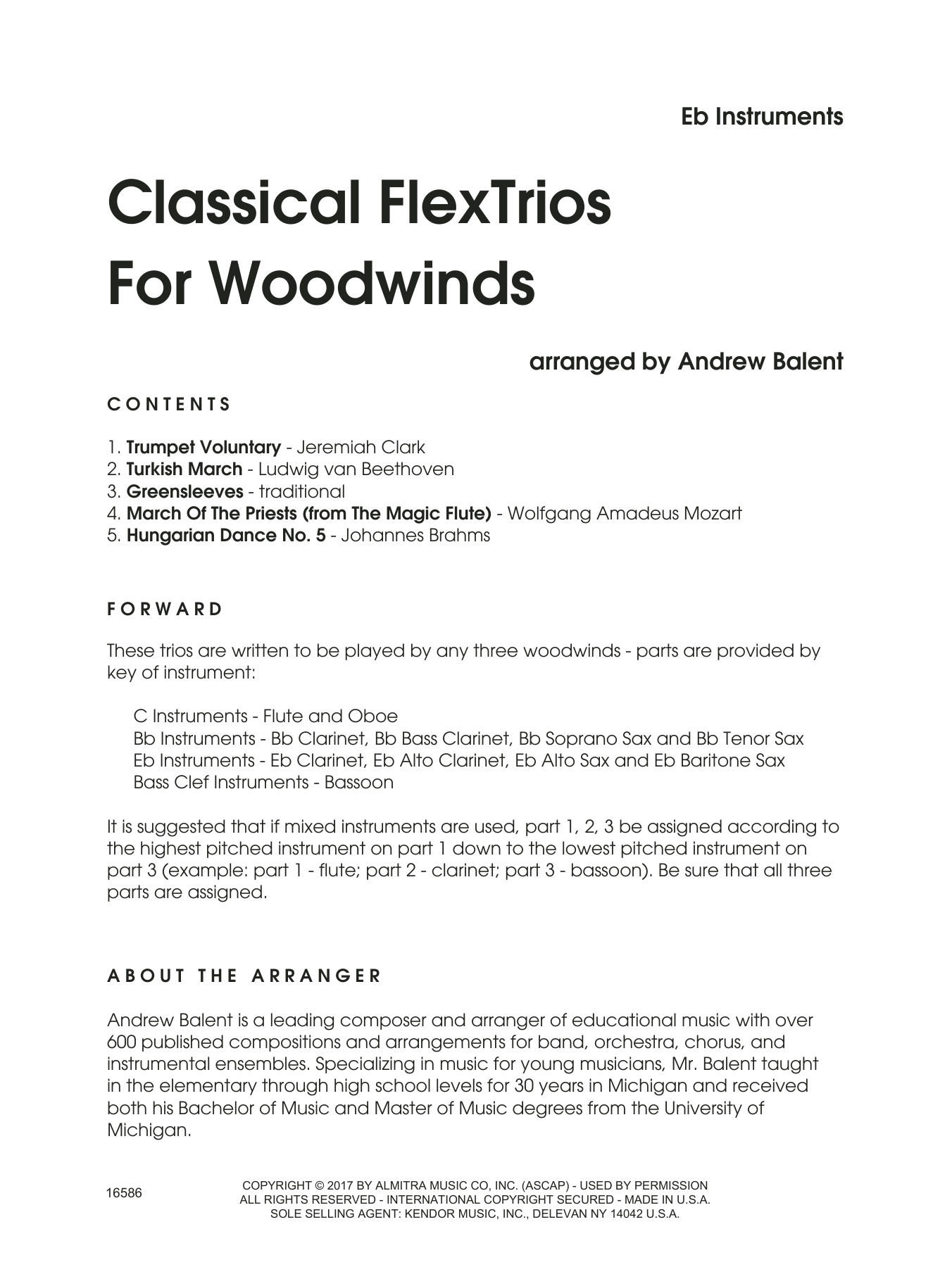 Classical FlexTrios For Woodwinds - Eb Instruments (Woodwind Ensemble) von Andrew Balent