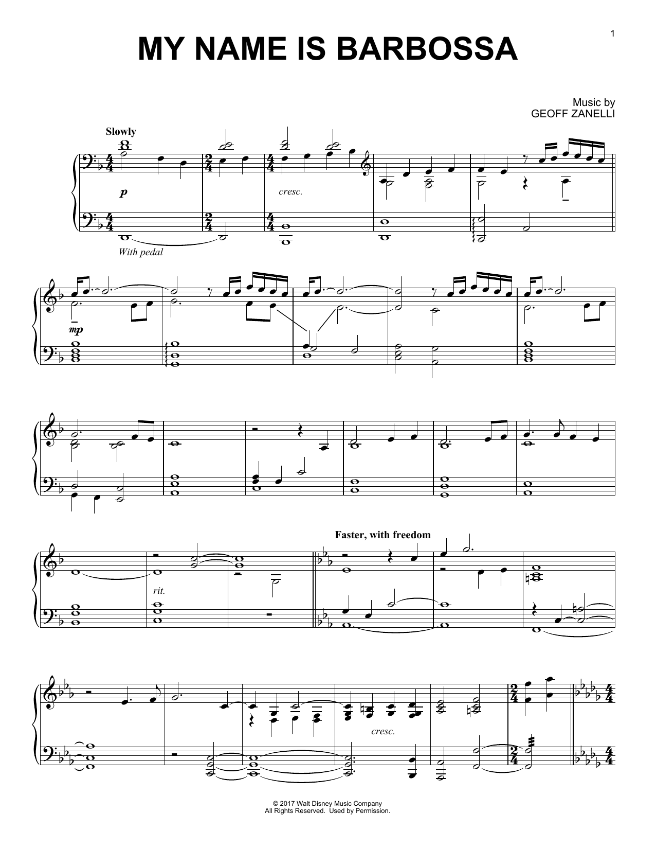 My Name Is Barbossa (Piano Solo) von Geoff Zanelli