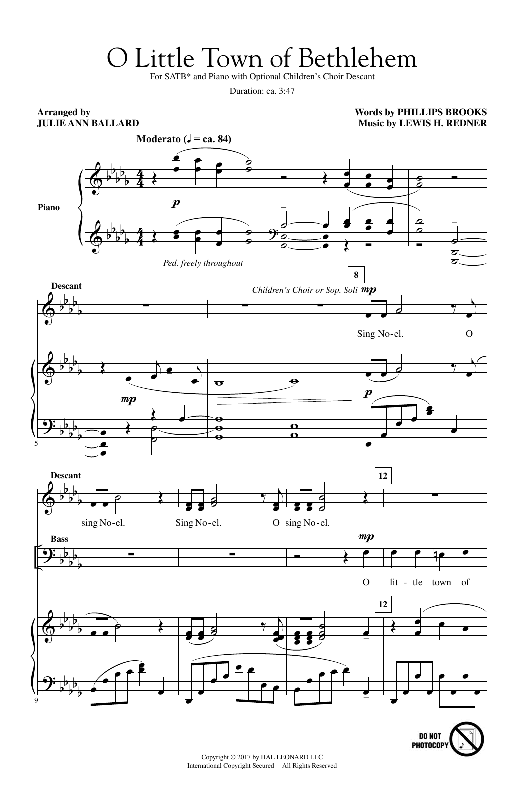 O Little Town Of Bethlehem (SATB Choir) von Julie Ann Ballard