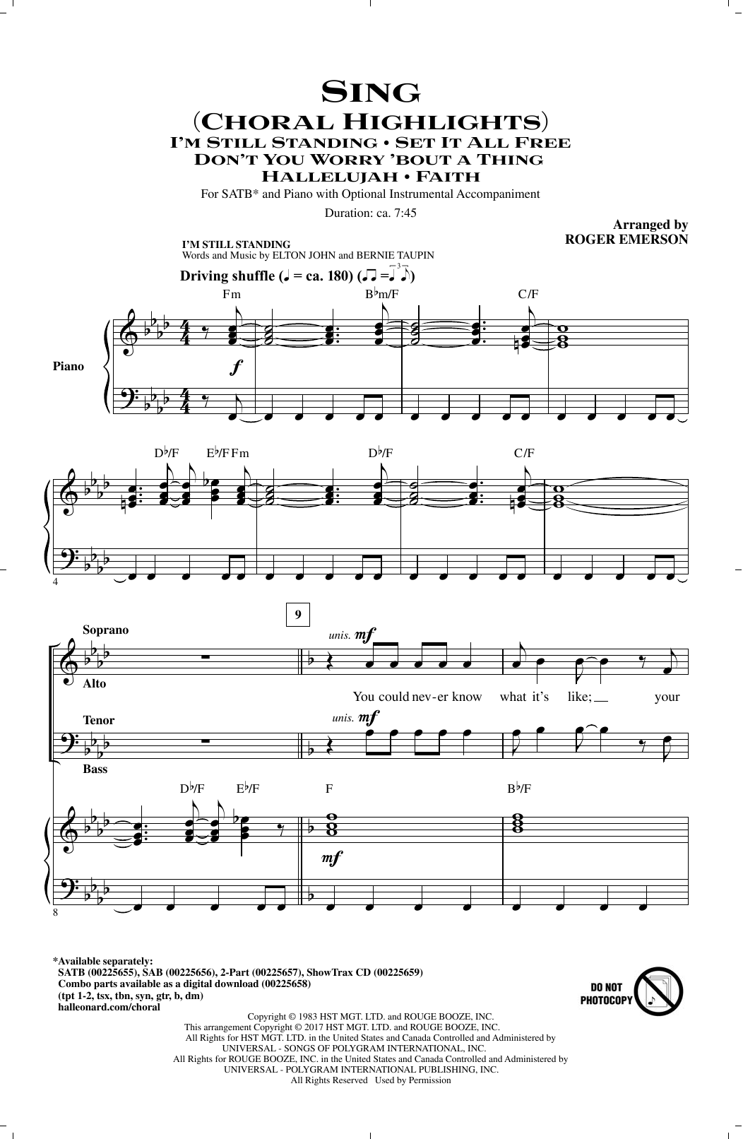 Sing (Choral Highlights) (SATB Choir) von Roger Emerson