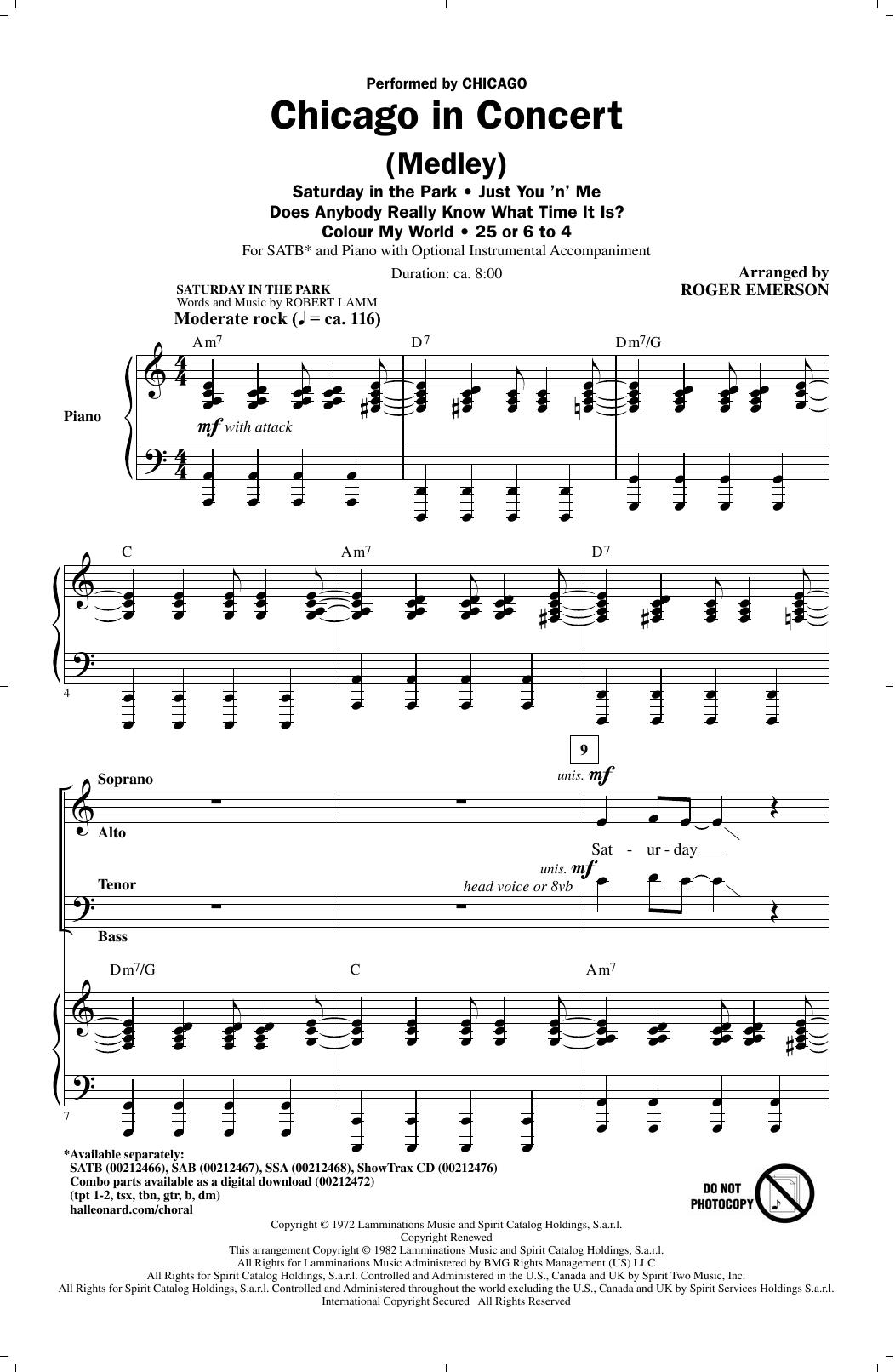 Chicago In Concert (Medley) (SATB Choir) von Roger Emerson