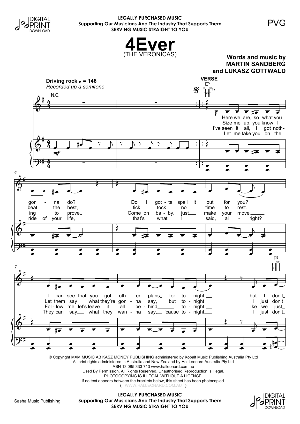 4Ever (Piano, Vocal & Guitar Chords (Right-Hand Melody)) von The Veronicas