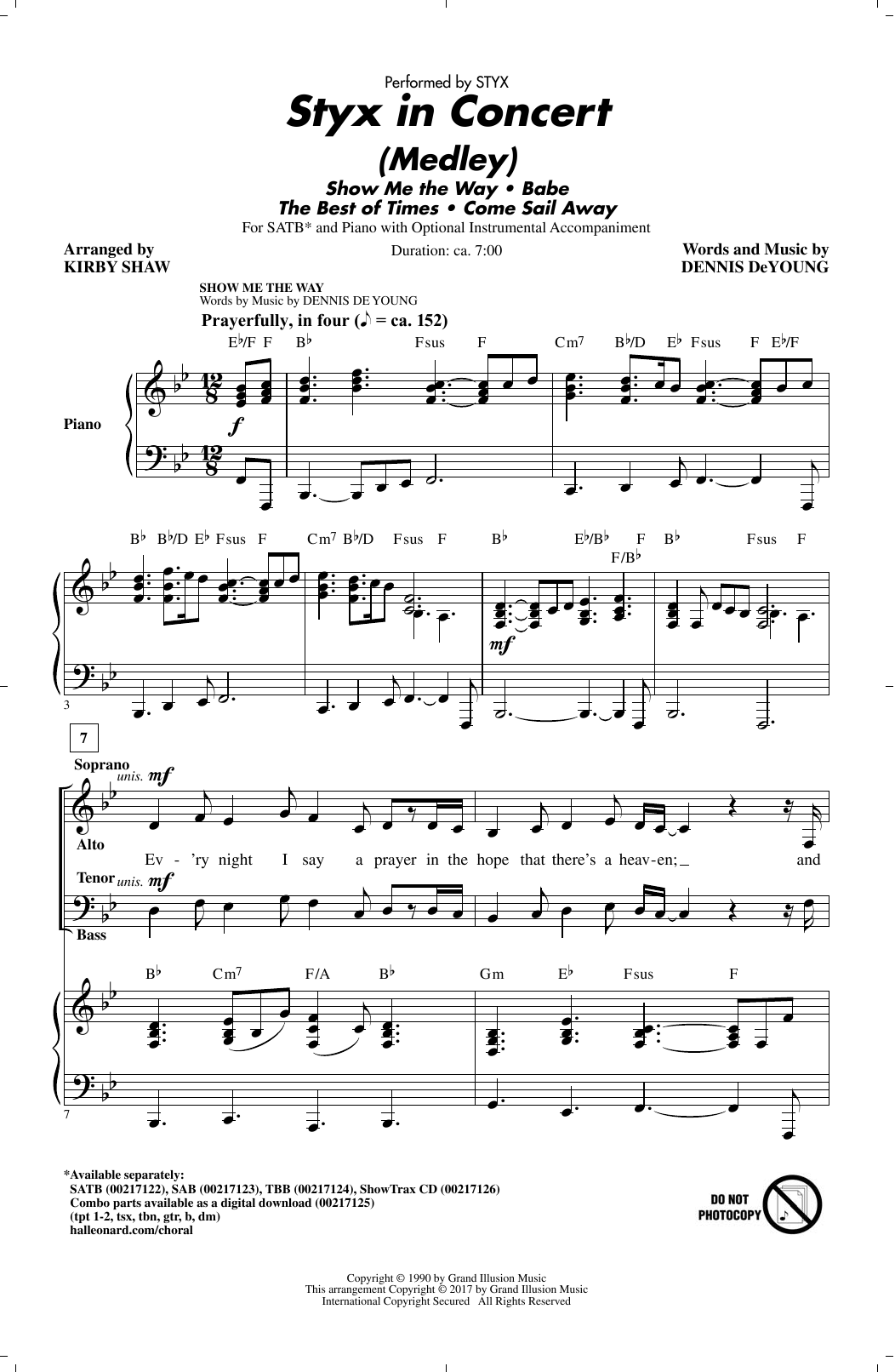 Styx In Concert (Medley) (SATB Choir) von Kirby Shaw