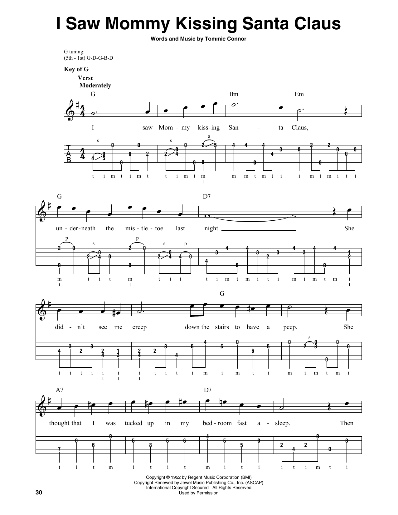 I Saw Mommy Kissing Santa Claus (Banjo Tab) von Tommie Connor