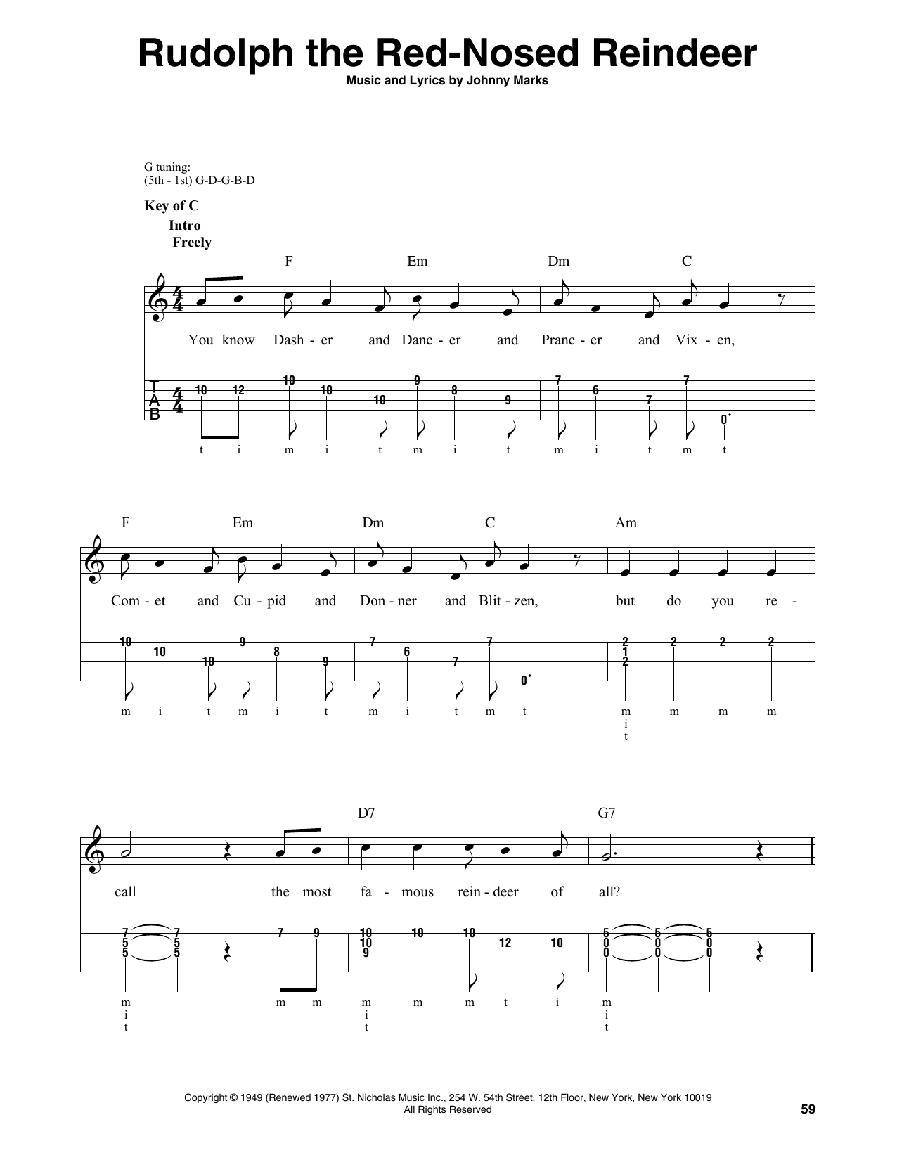 Rudolph The Red-Nosed Reindeer (Banjo Tab) von Johnny Marks