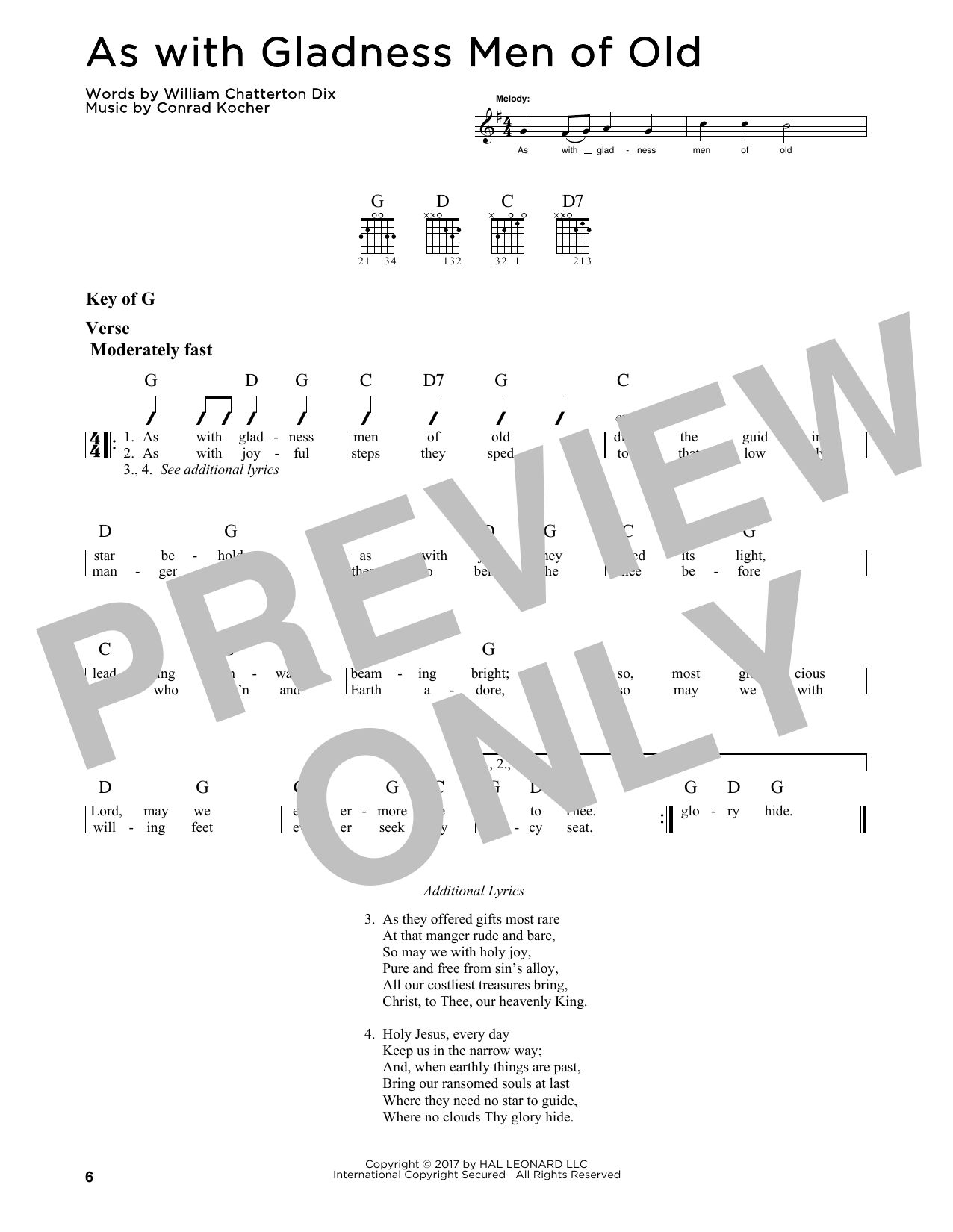 As With Gladness Men Of Old (Guitar Lead Sheet) von Conrad Kocher