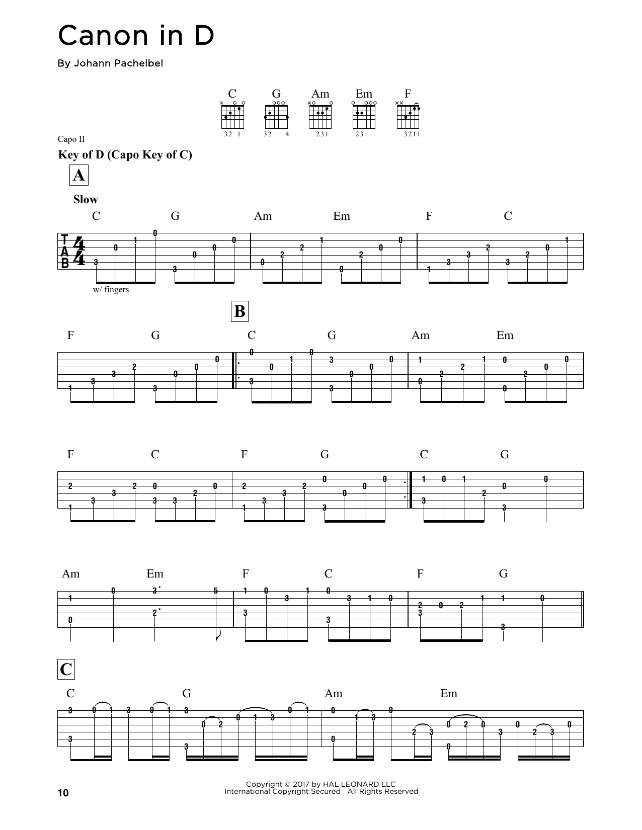 Canon In D (Guitar Lead Sheet) von Johann Pachelbel