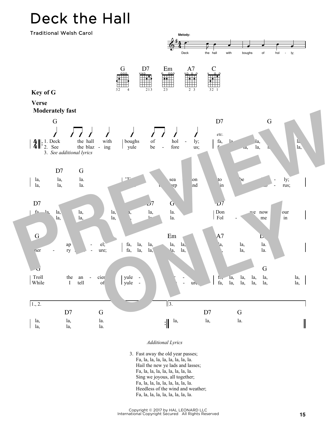 Deck The Hall (Guitar Lead Sheet) von Traditional Welsh Carol