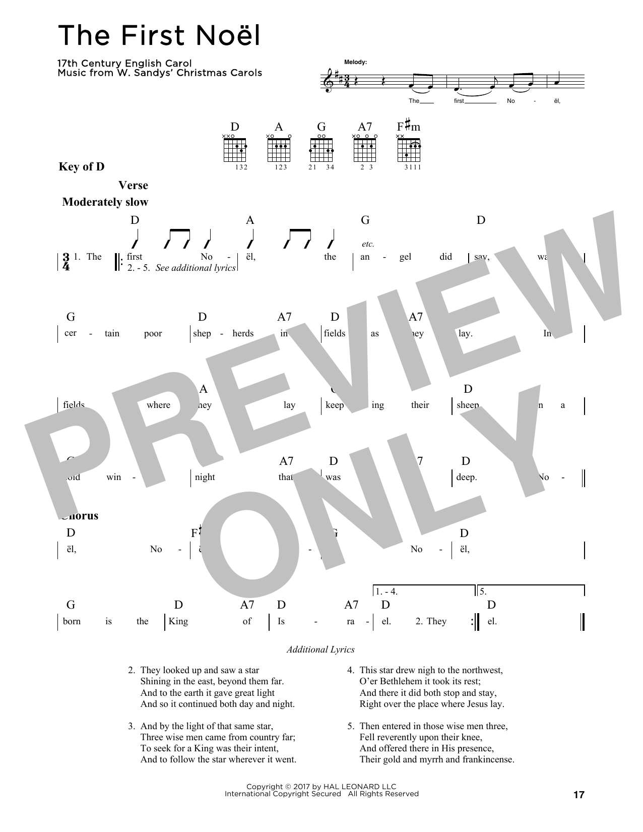 The First Noel (Guitar Lead Sheet) von 17th Century English Carol