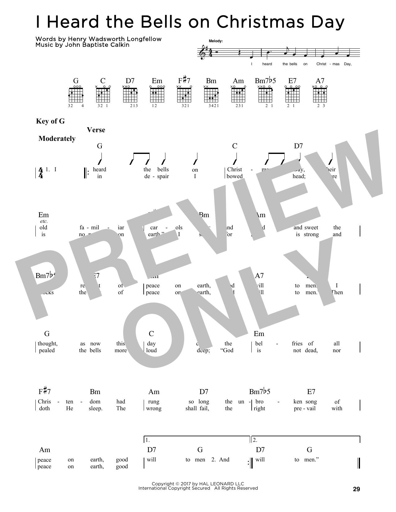 I Heard The Bells On Christmas Day (Guitar Lead Sheet) von Henry Wadsworth Longfellow