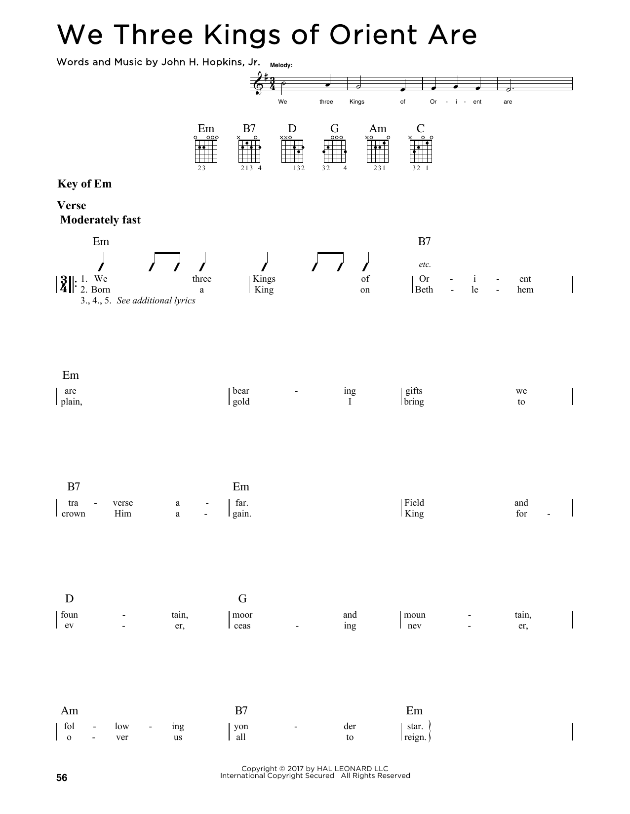 We Three Kings Of Orient Are (Guitar Lead Sheet) von John H. Hopkins, Jr.