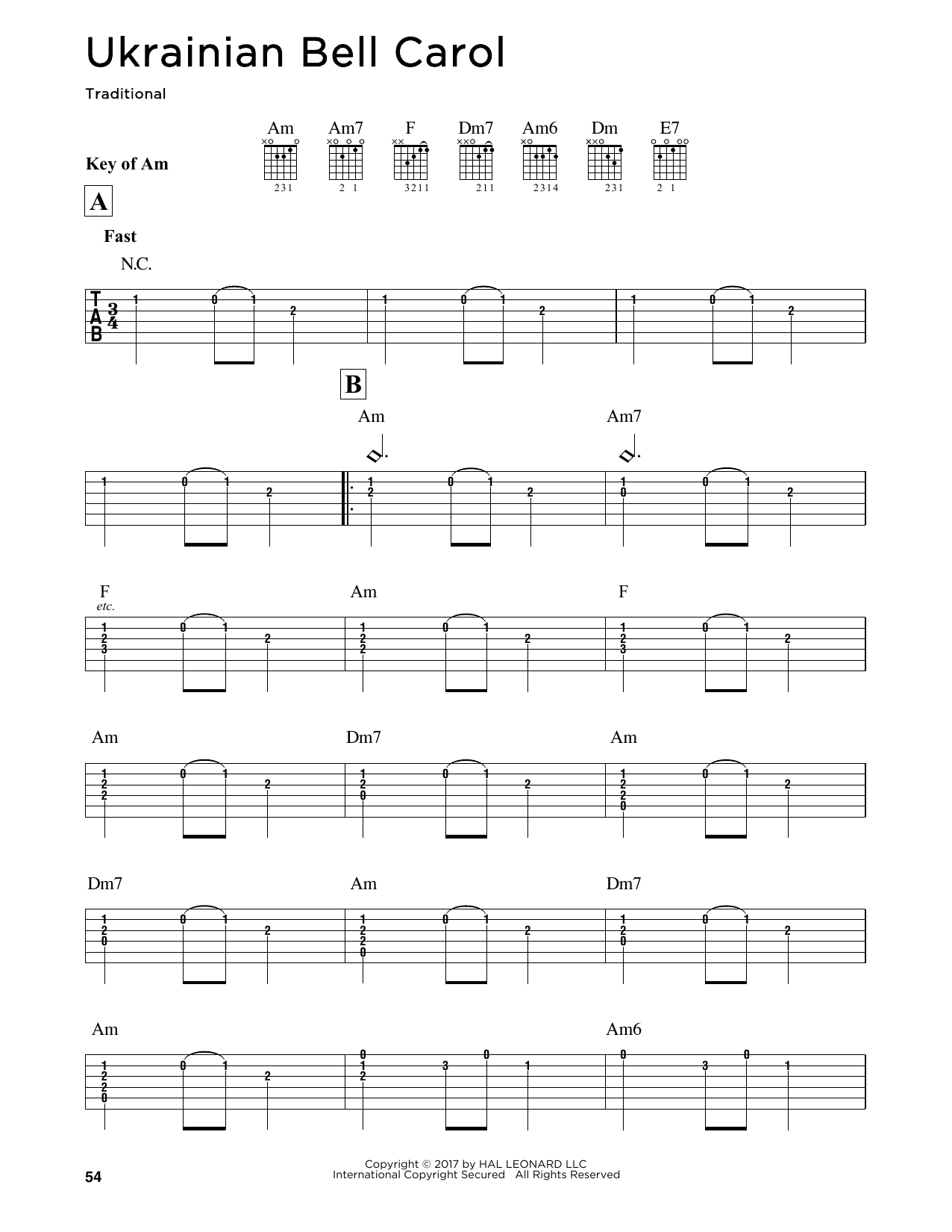 Ukrainian Bell Carol (Guitar Lead Sheet) von Traditional